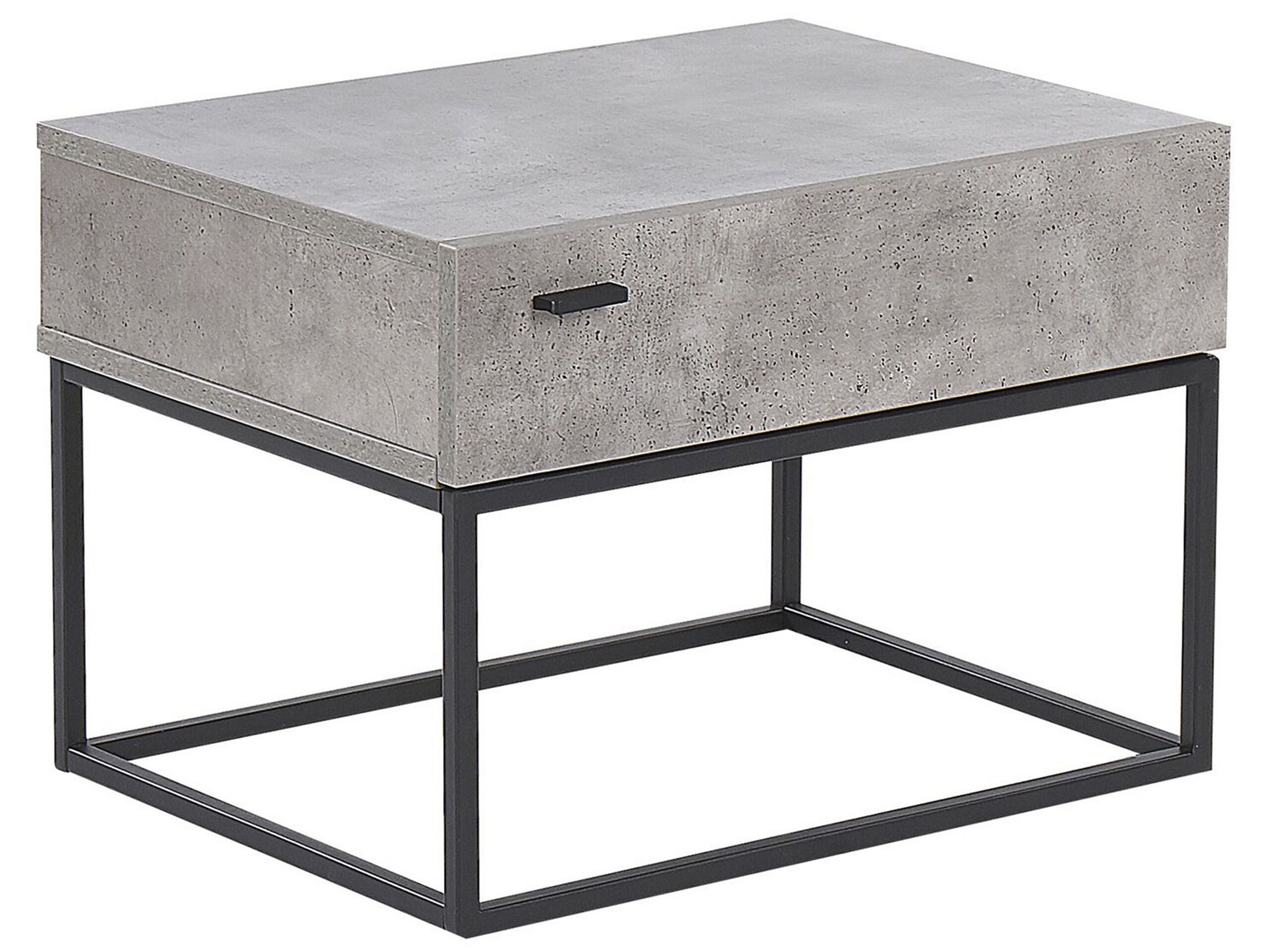 Bedside Table - CLACTON 1 Drawer Nightstand Grey and Black 55cm