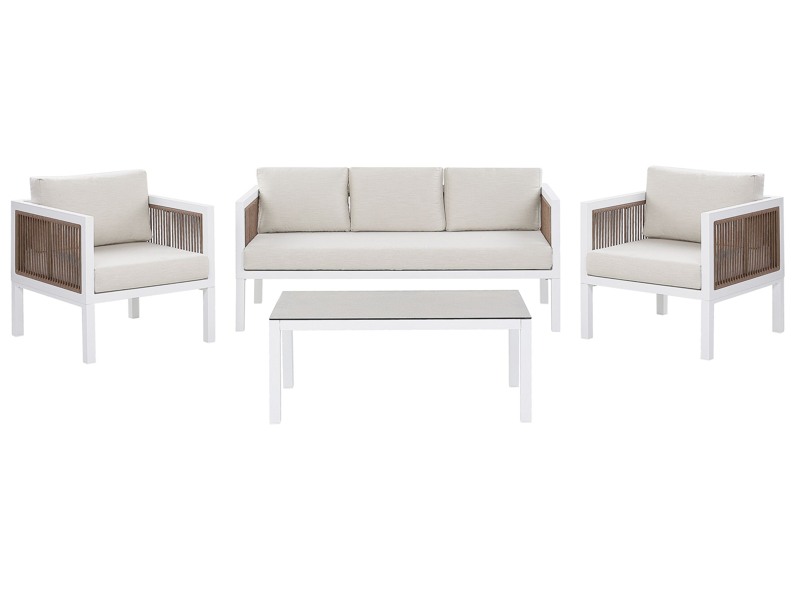 5 Seater Garden Sofa Set White and Brown BORELLO
