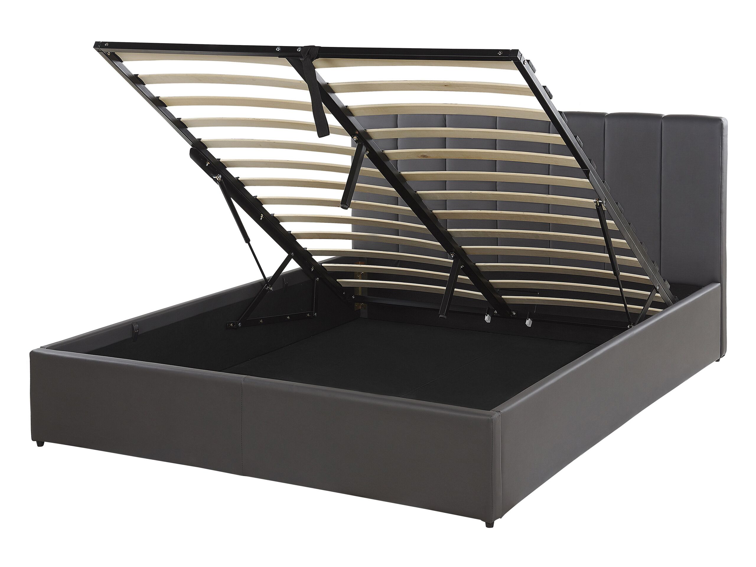 Faux Leather EU Double Size Ottoman Bed Grey DREUX