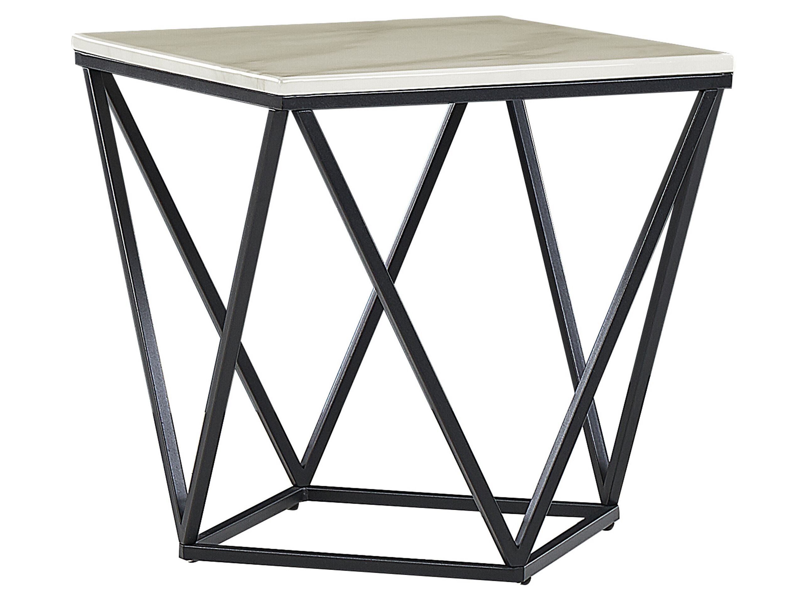 Marble Effect Side Table Beige and Black MALIBU