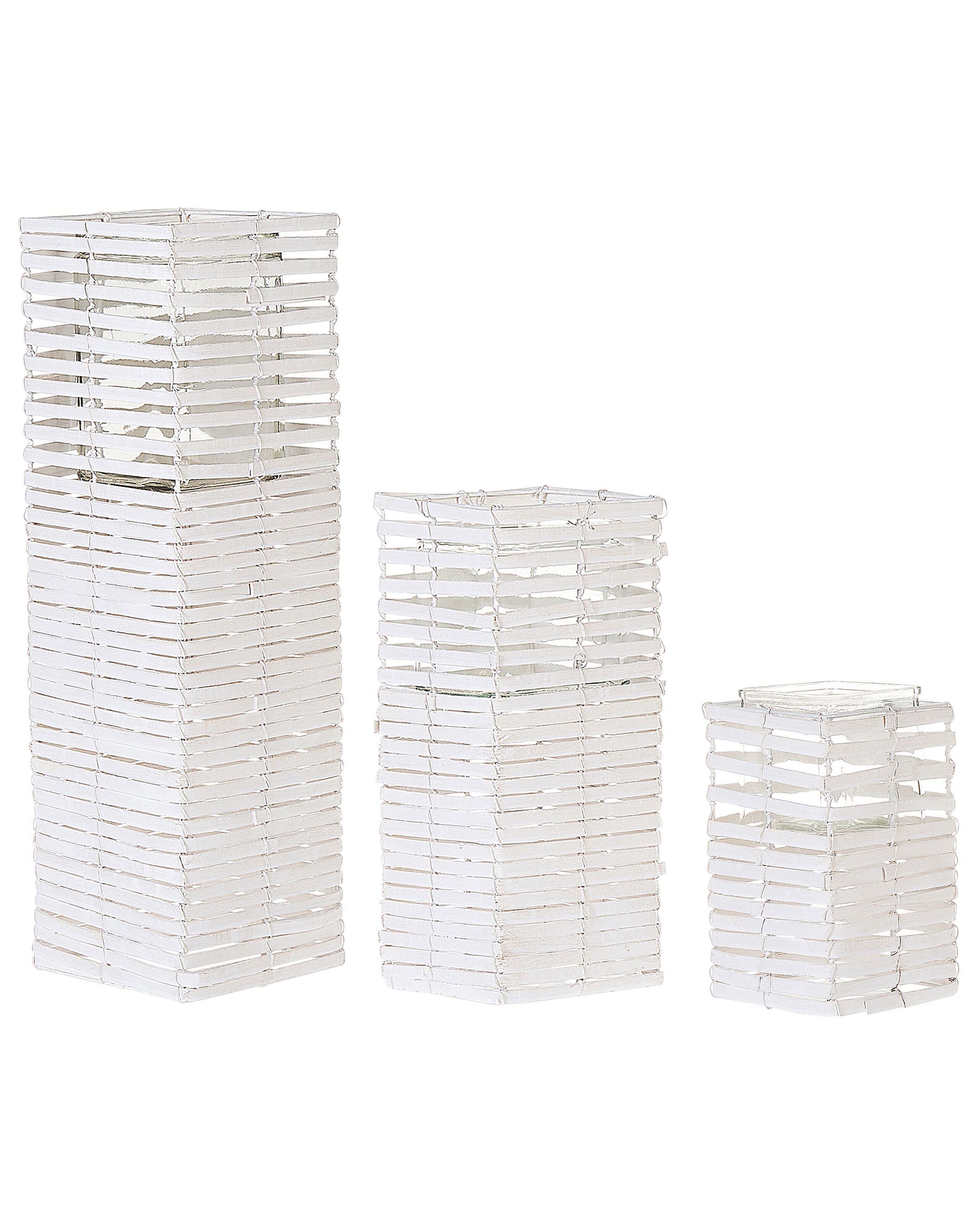 Set of 3 Candle Holders White