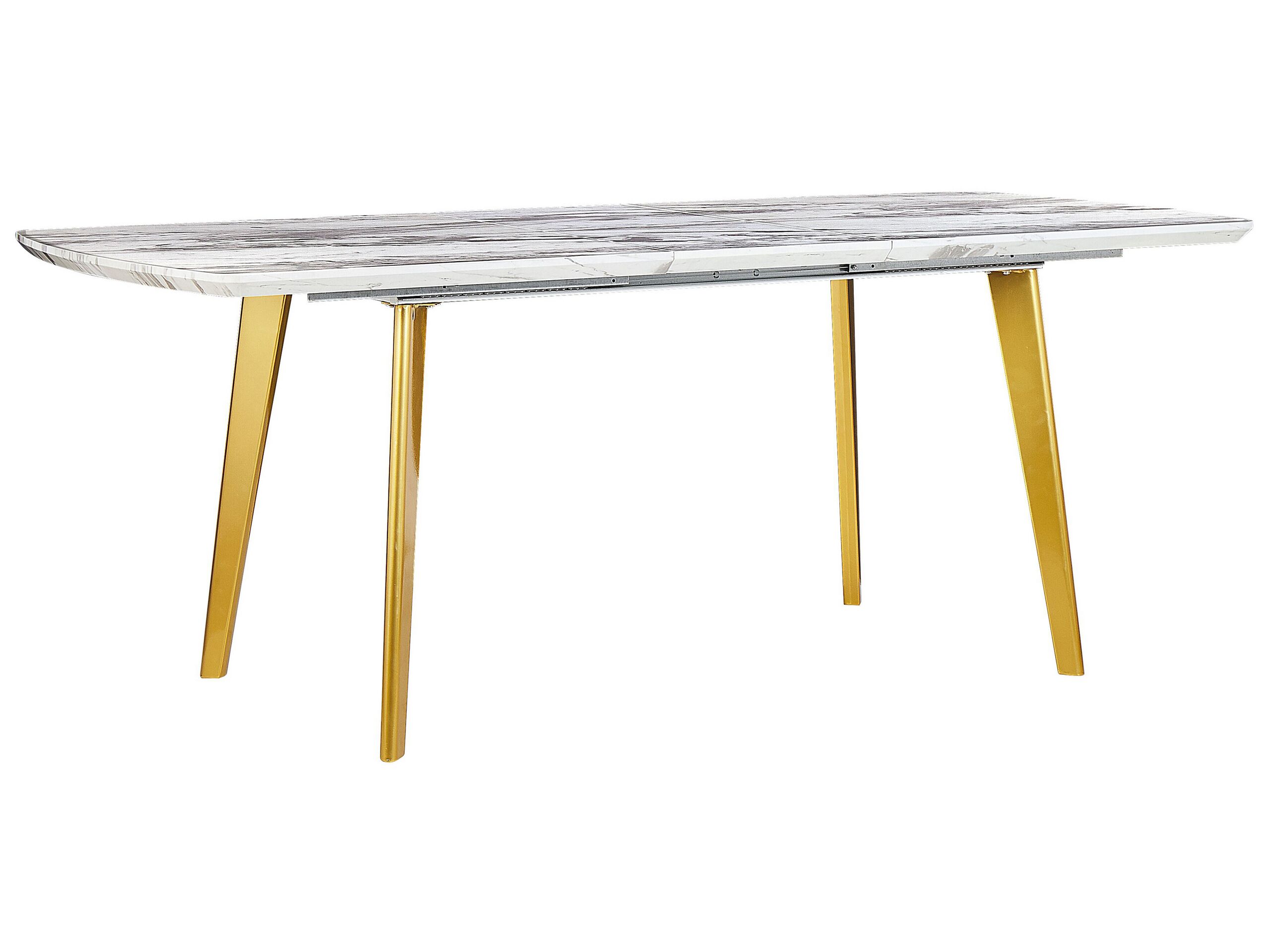 Extending Dining Table 160/200 x 90 cm Marble Effect with Gold MOSBY