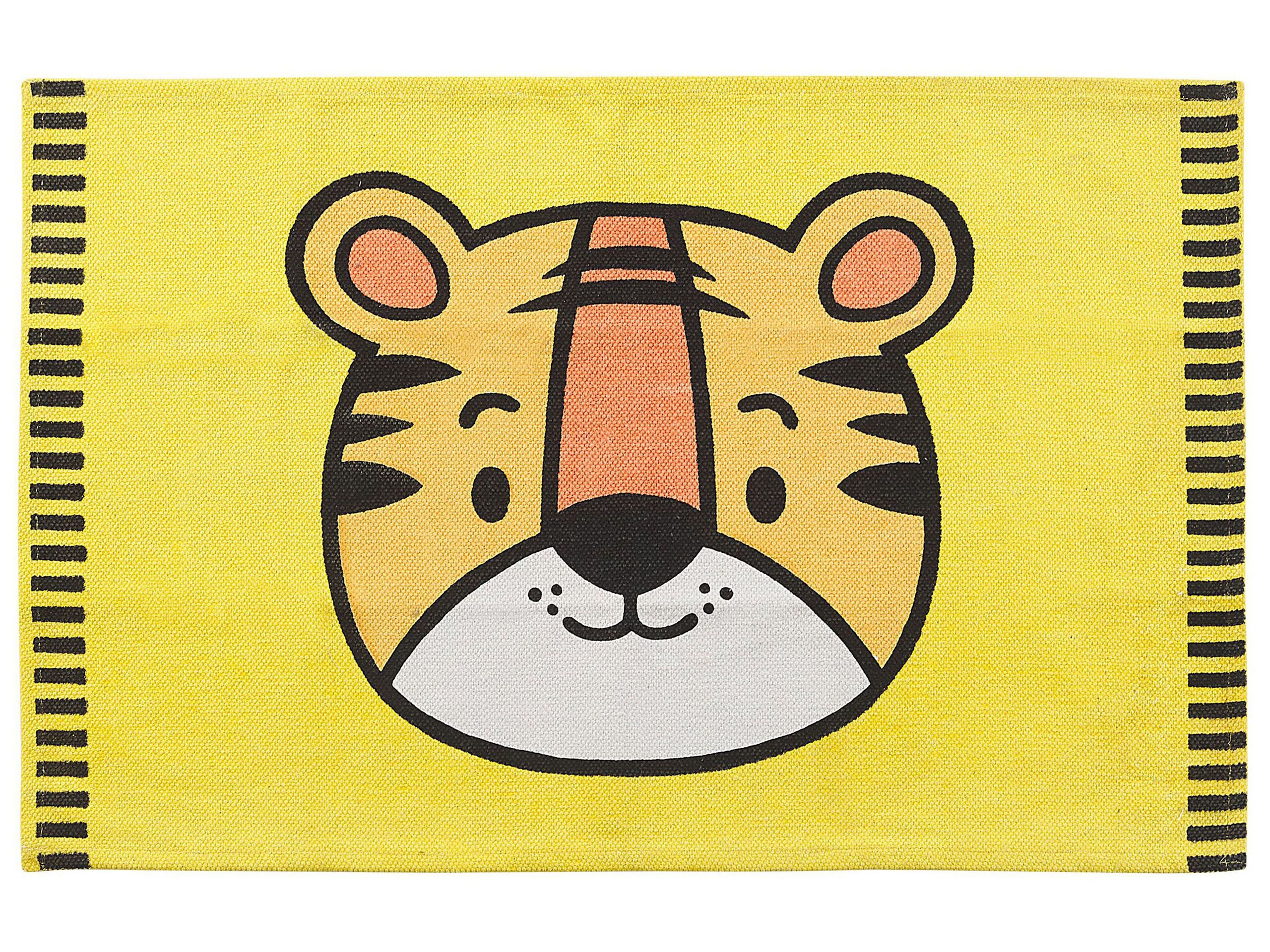 Cotton Kids Rug Tiger Print 60x90cm Yellow