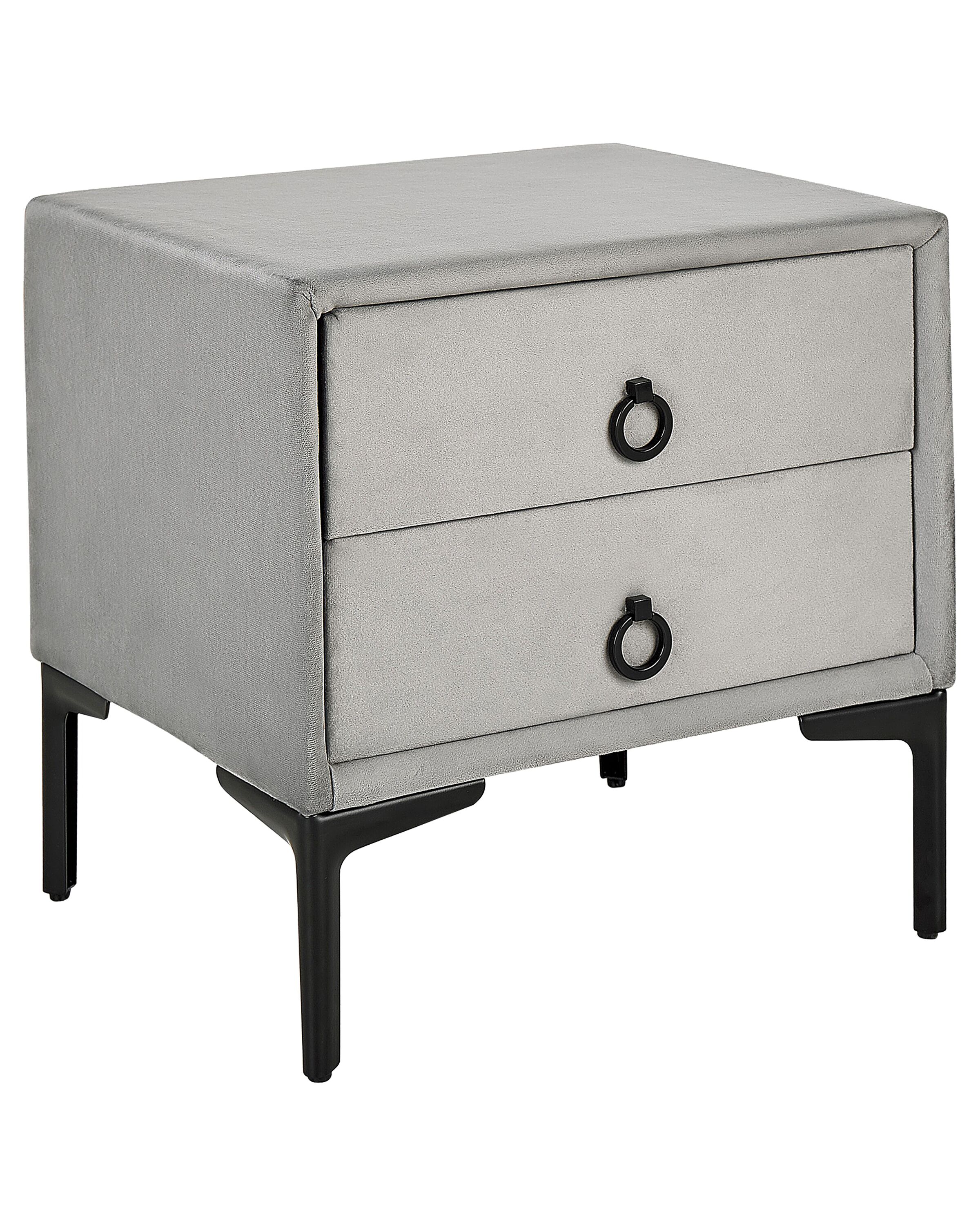 Bedside Table - CORBY 2 Drawer Nightstand Grey and Black 44cm