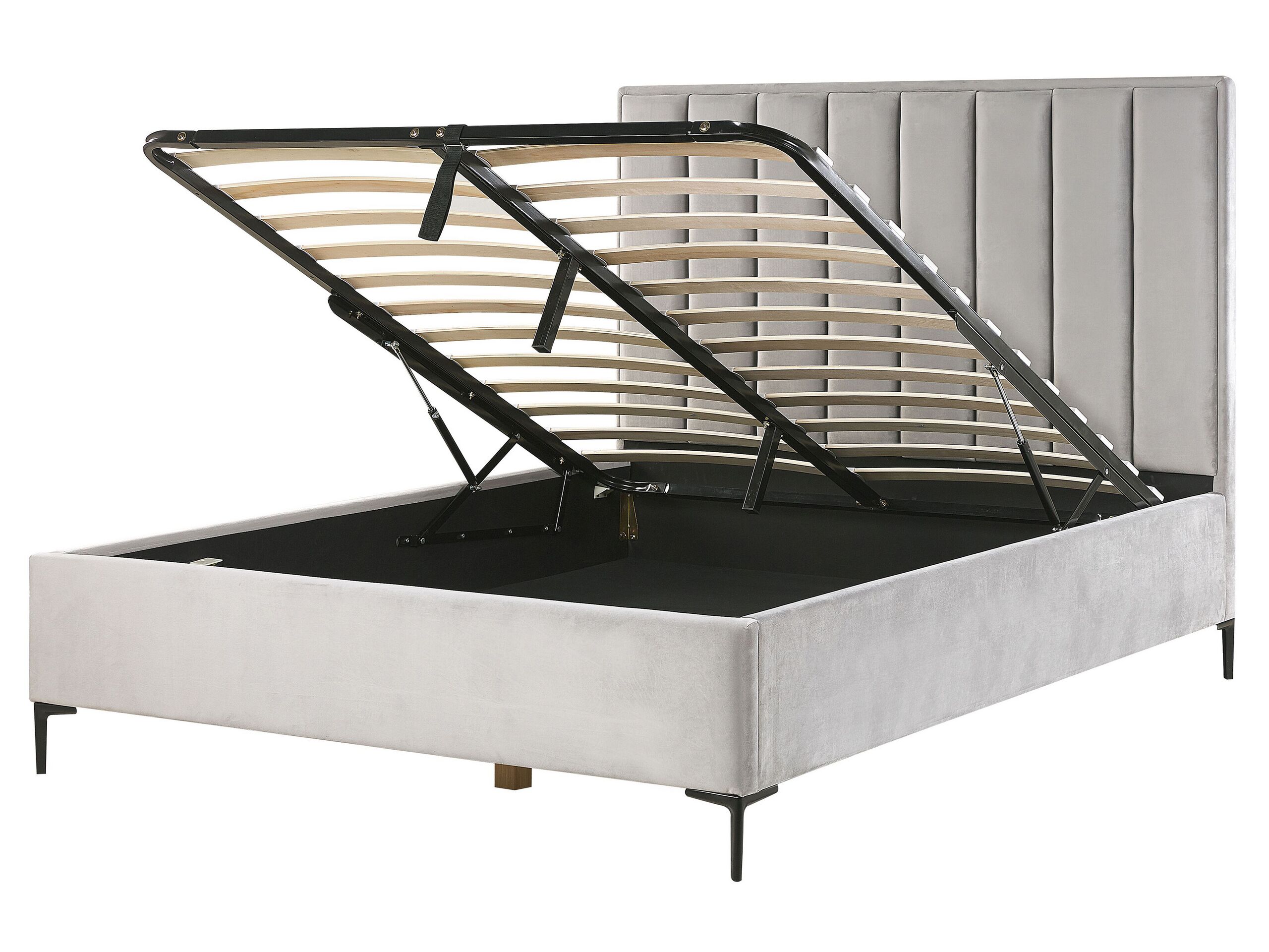 Velvet EU King Size Ottoman Bed Grey SEZANNE