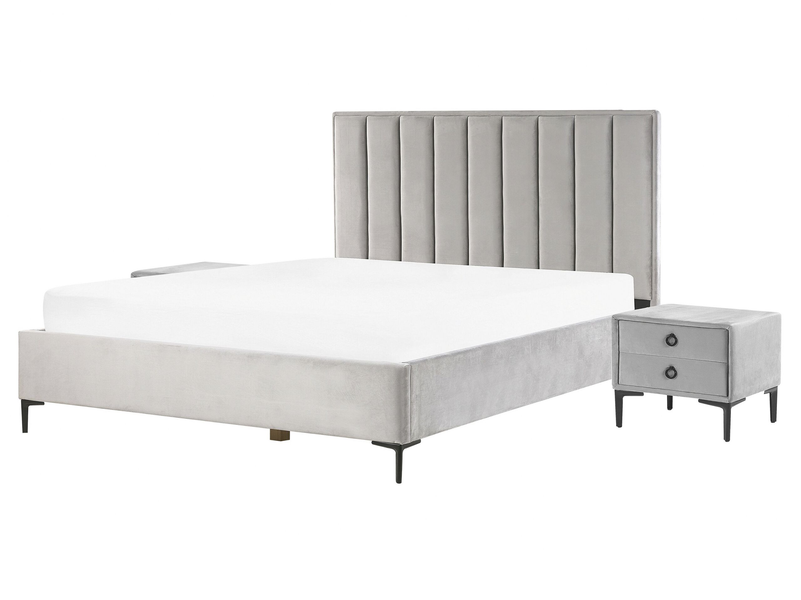 3 Piece Bedroom Set Velvet EU King Size Grey SEZANNE