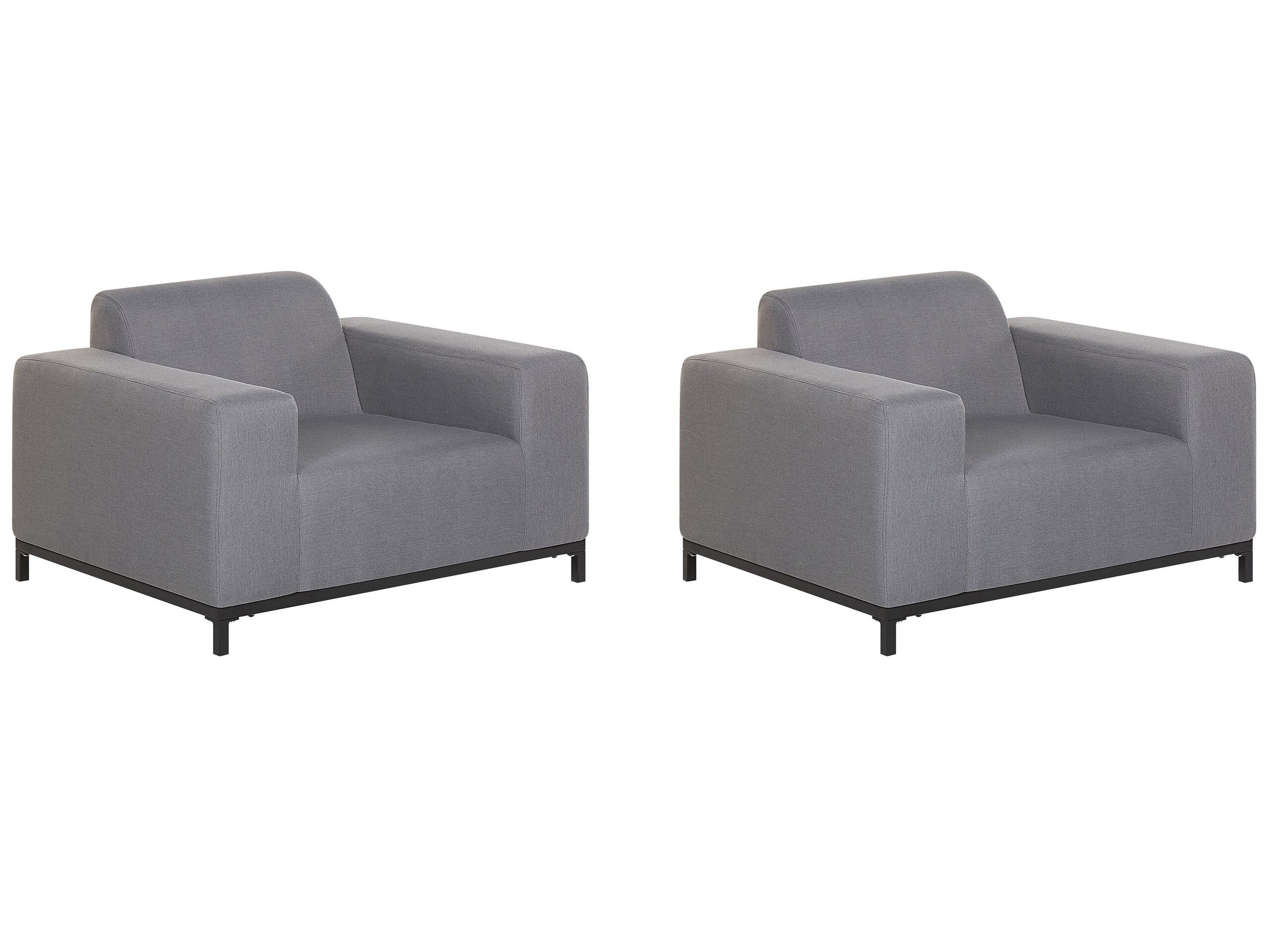 Set of 2 Garden Armchairs Grey with Black ROVIGO