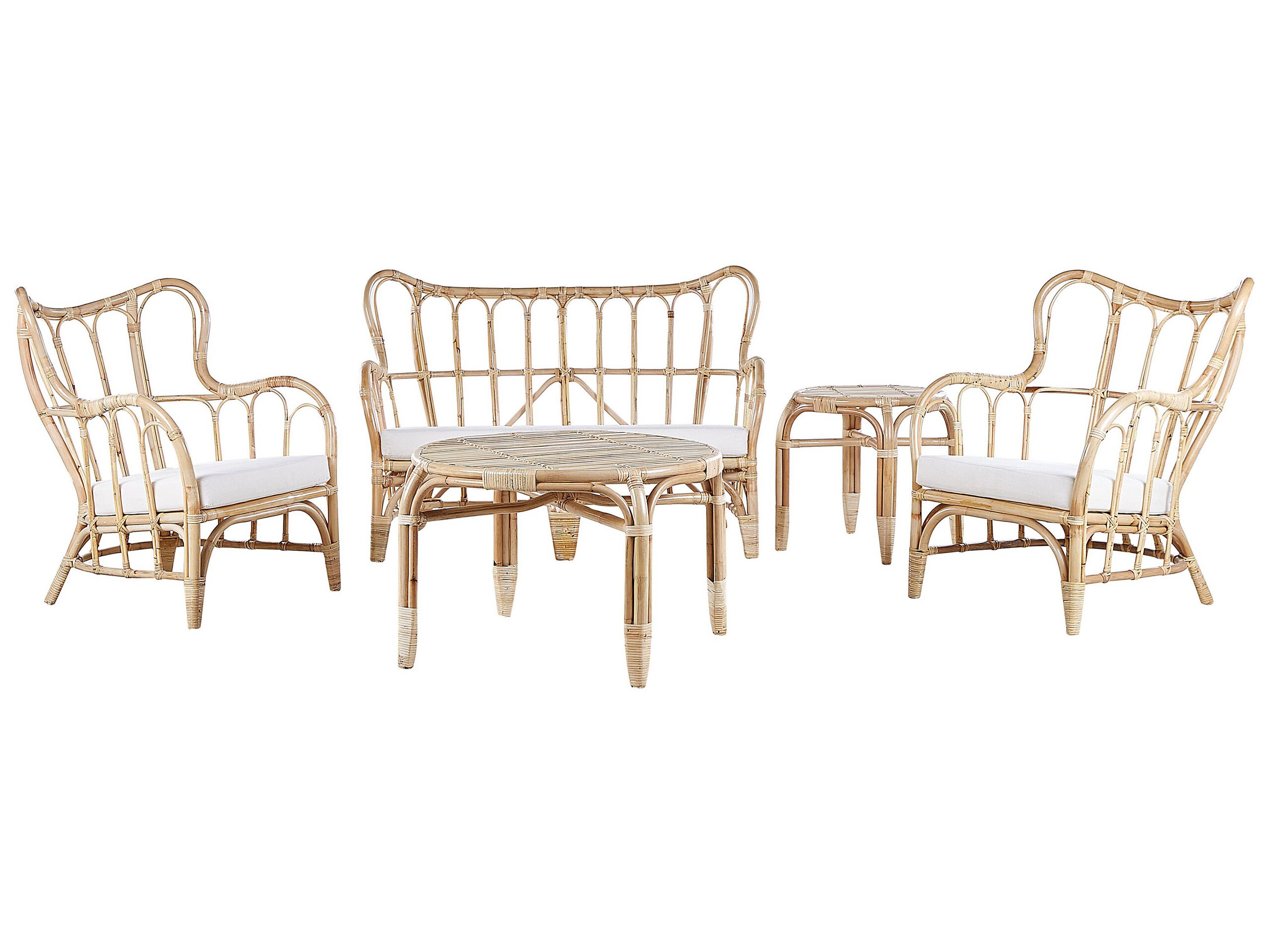 4 Seater Rattan Garden Sofa Set Natural BRINDISI