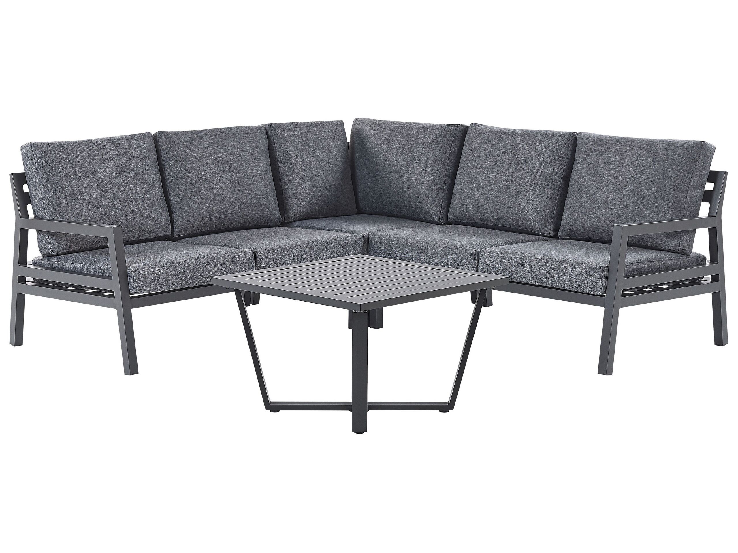 5 Seater Garden Corner Sofa Set Dark Grey VIZZINI