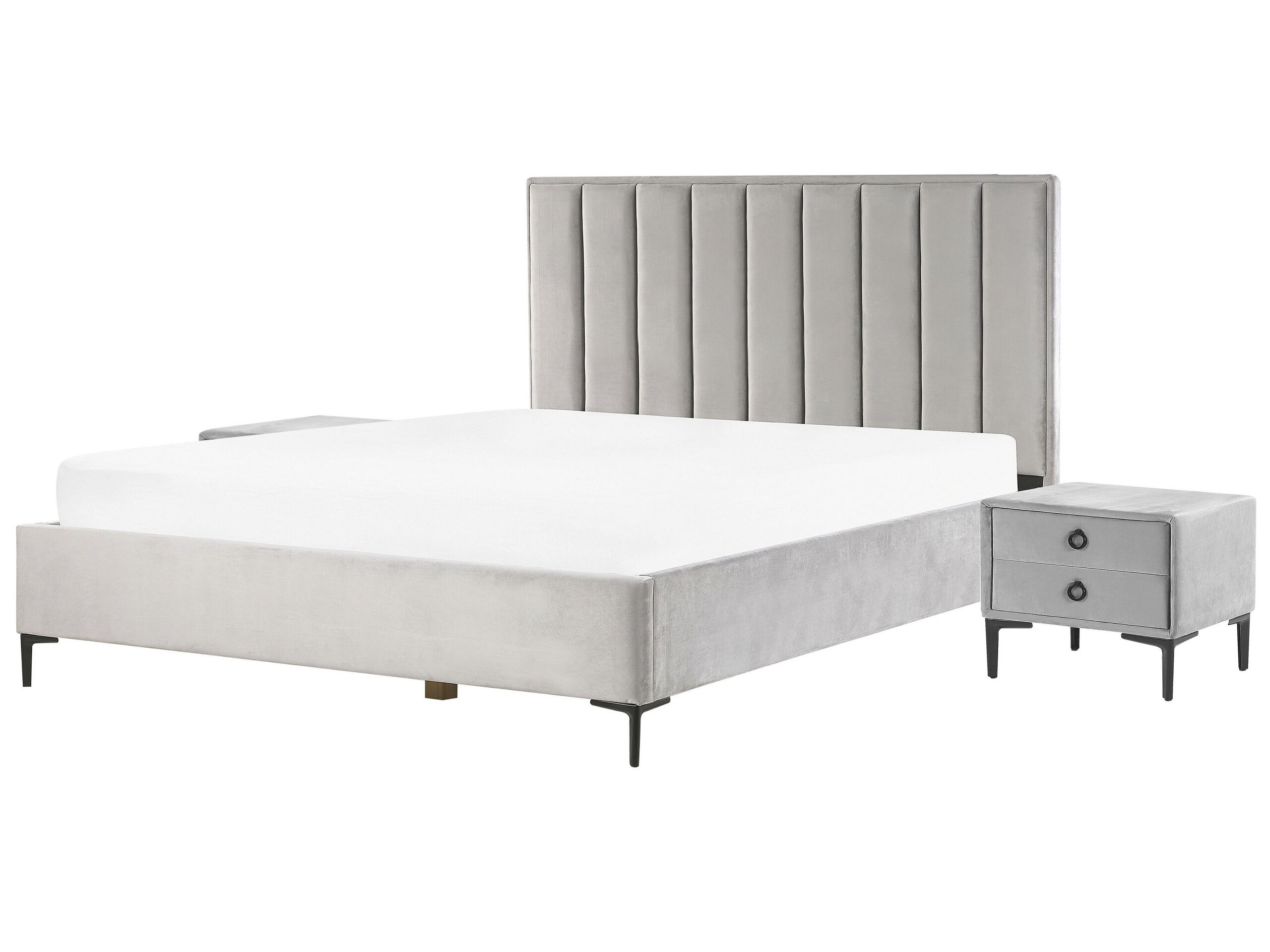 3 Piece Bedroom Set Velvet EU Super King Size Grey SEZANNE
