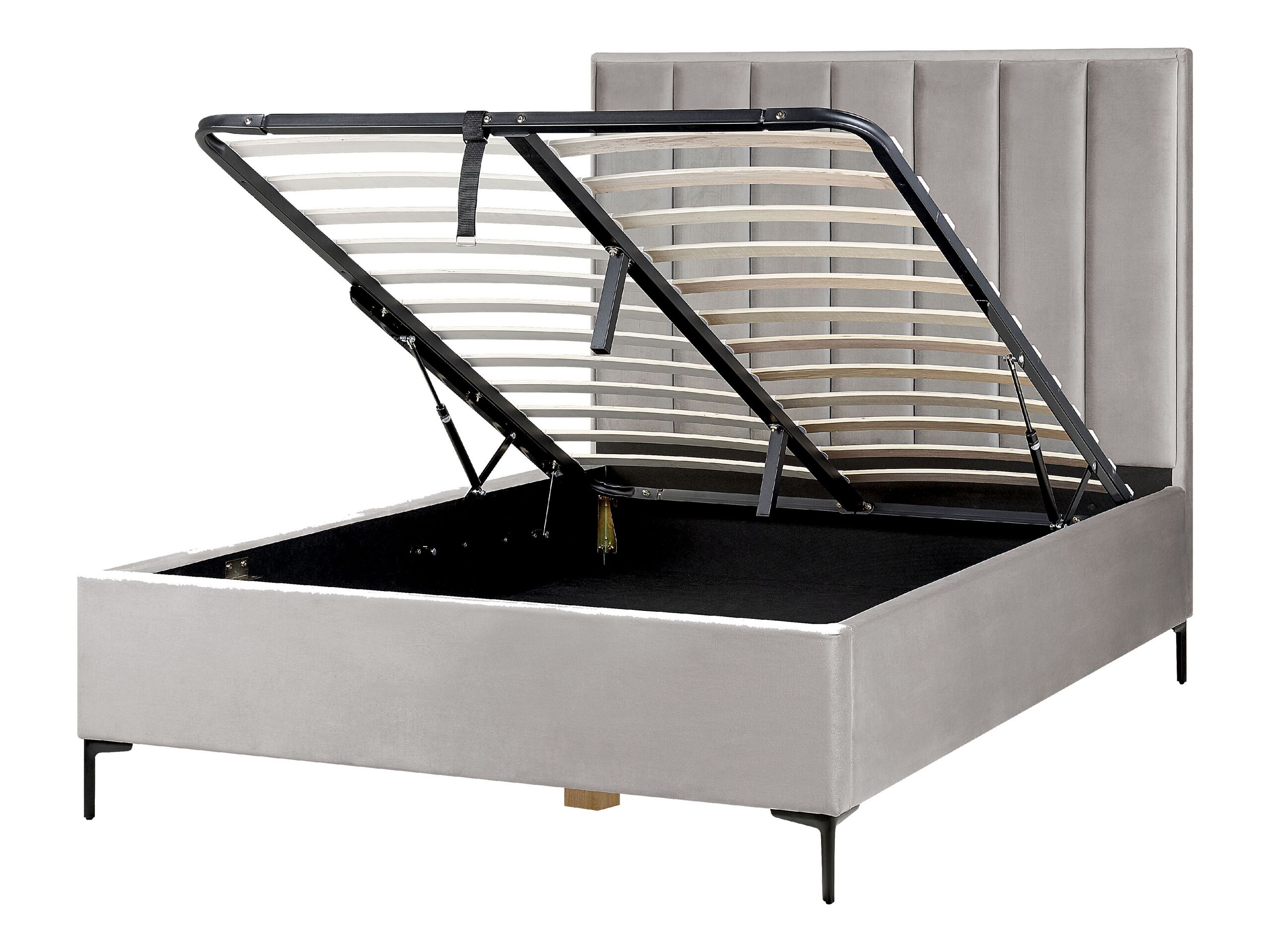 Velvet EU Double Size Ottoman Bed Grey SEZANNE
