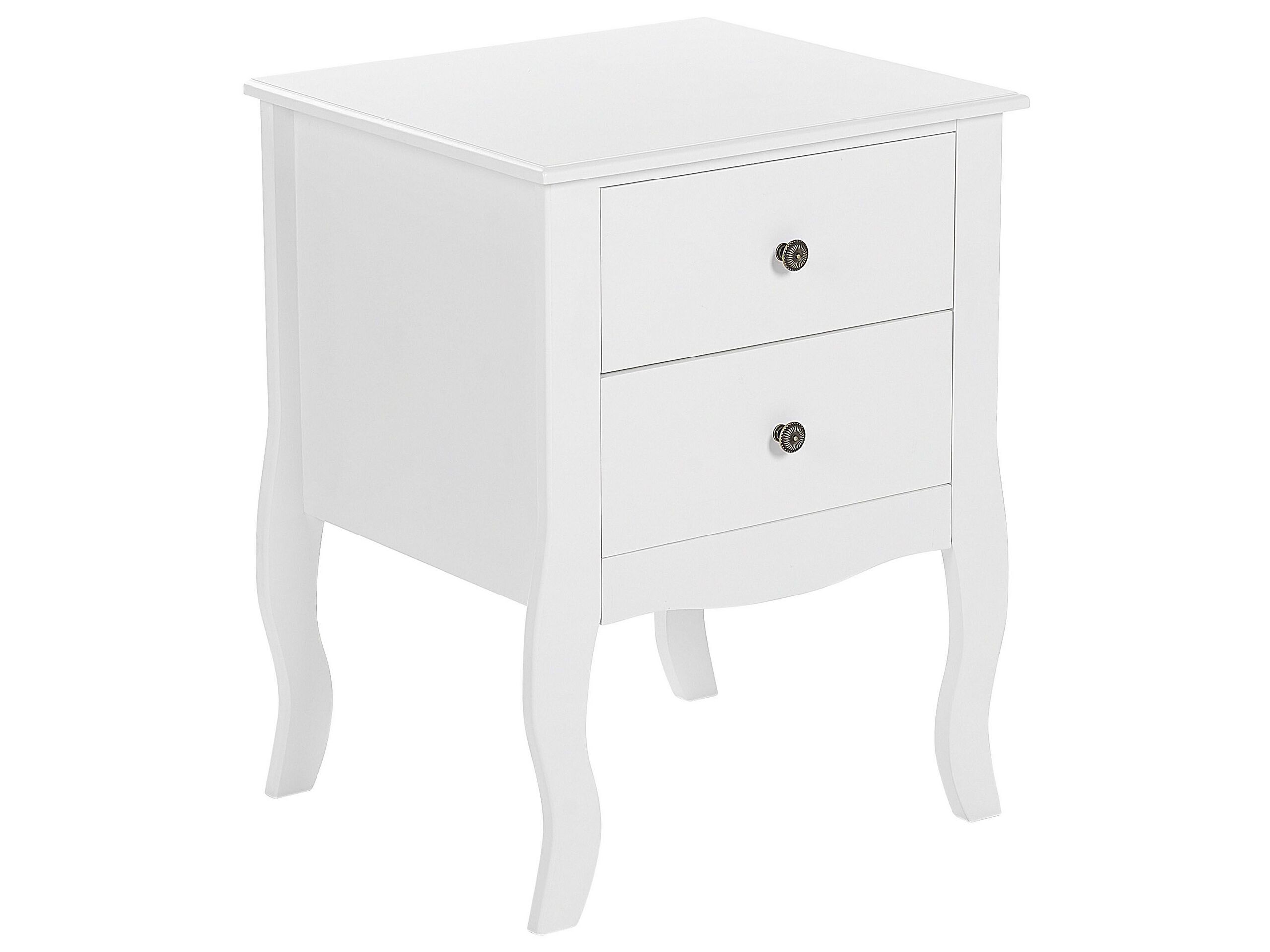 Bedside Table - CLACTON Chen 2 Drawer Nightstand White 45cm