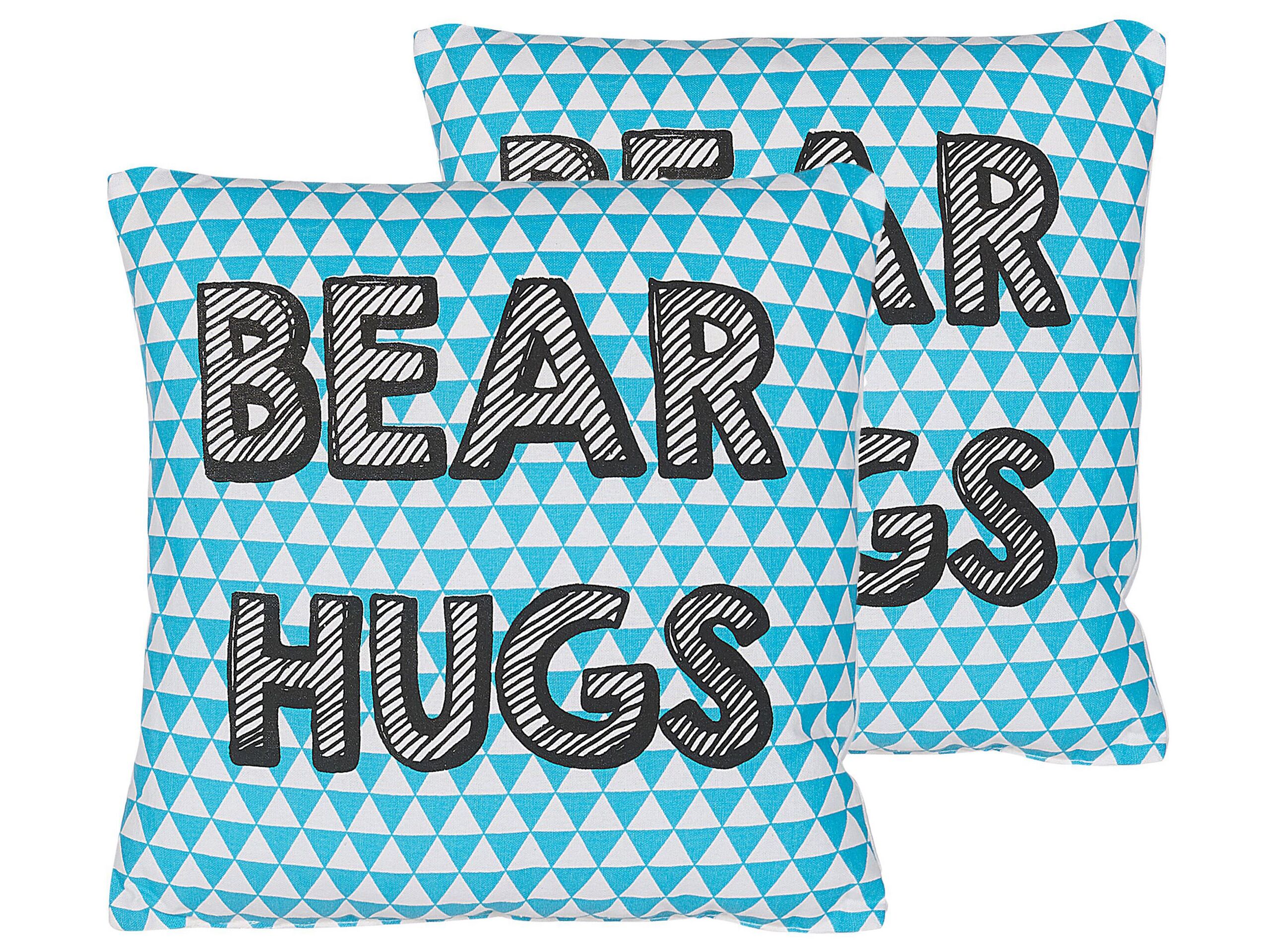 Set of 2 Cotton Kids Cushions Print 40x40cm Blue