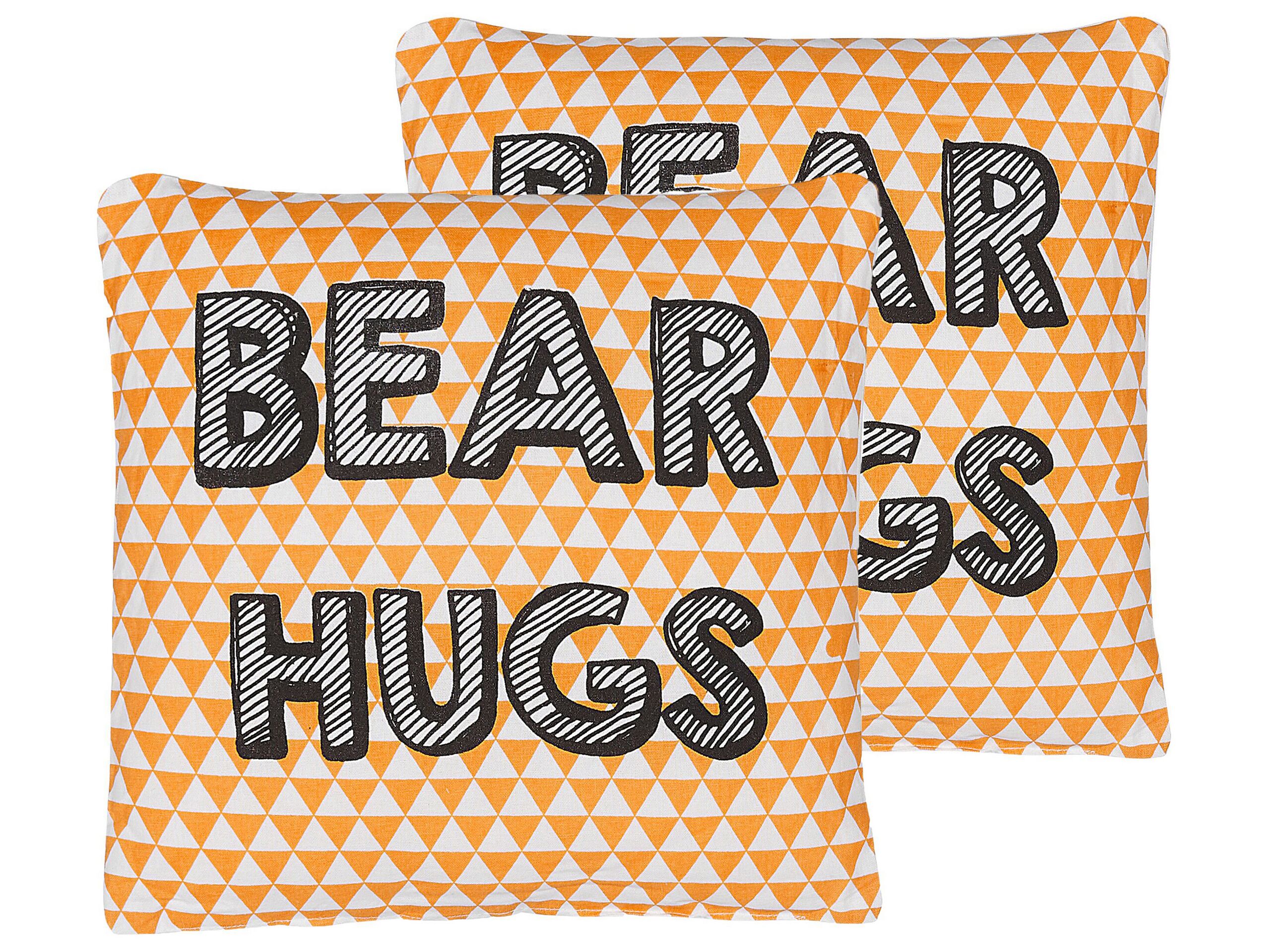 Set of 2 Cotton Kids Cushions Print 40x40cm Orange