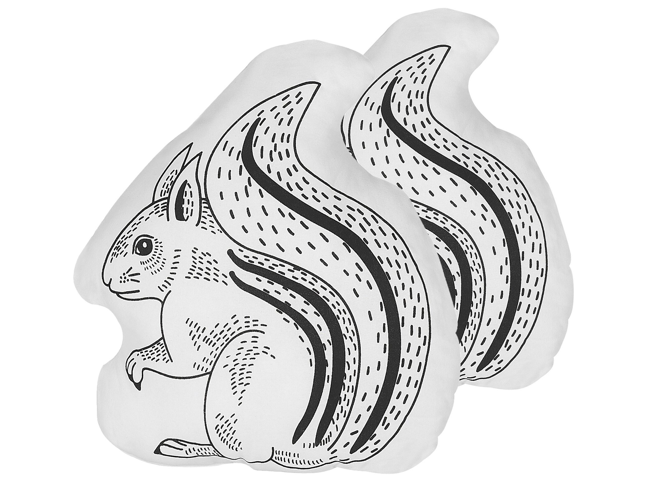 Set of 2 Cotton Kids Cushions Squirrel 42x48cm Black and White