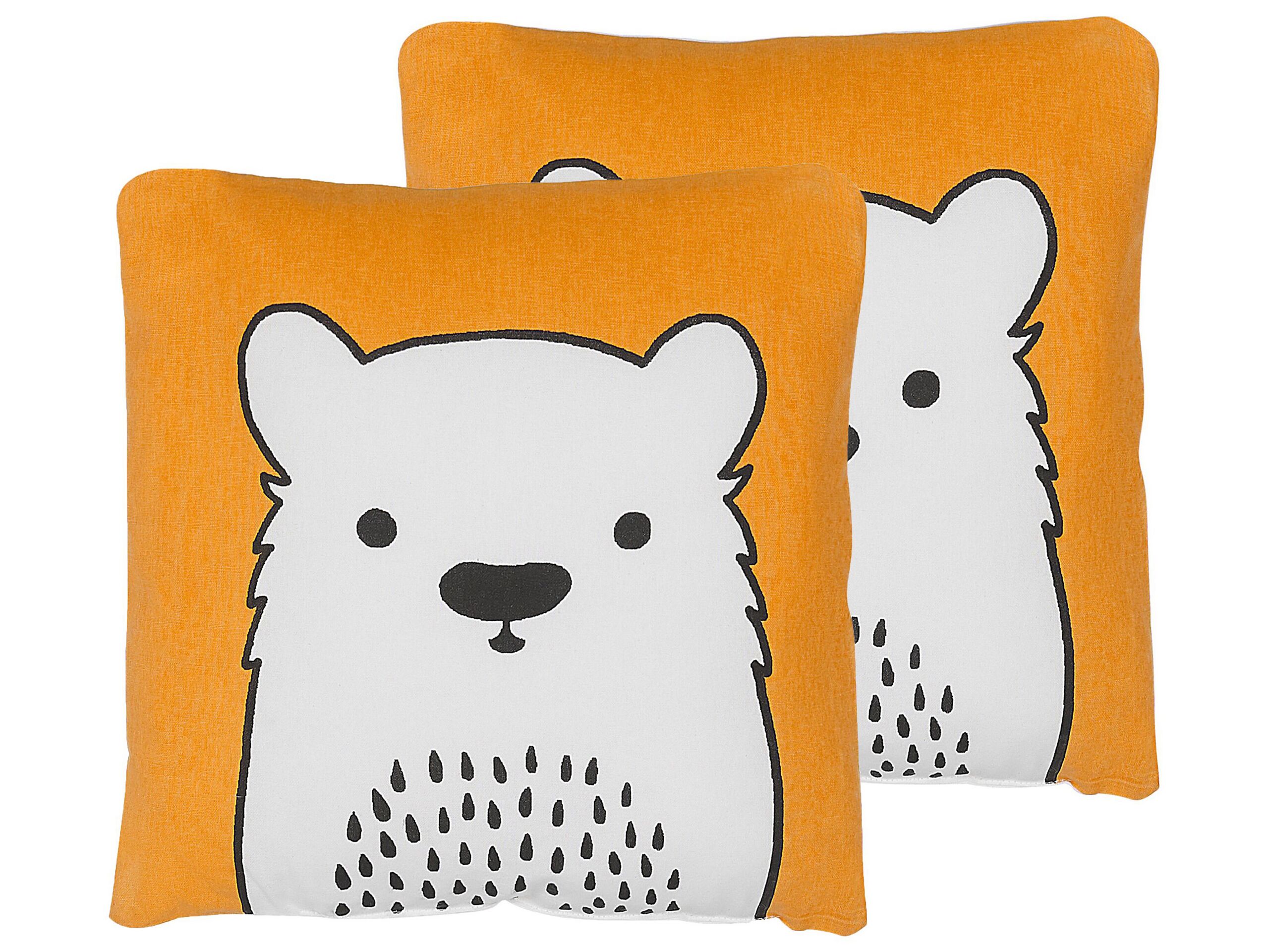 Set of 2 Cotton Kids Cushions Bear 45x45cm Orange