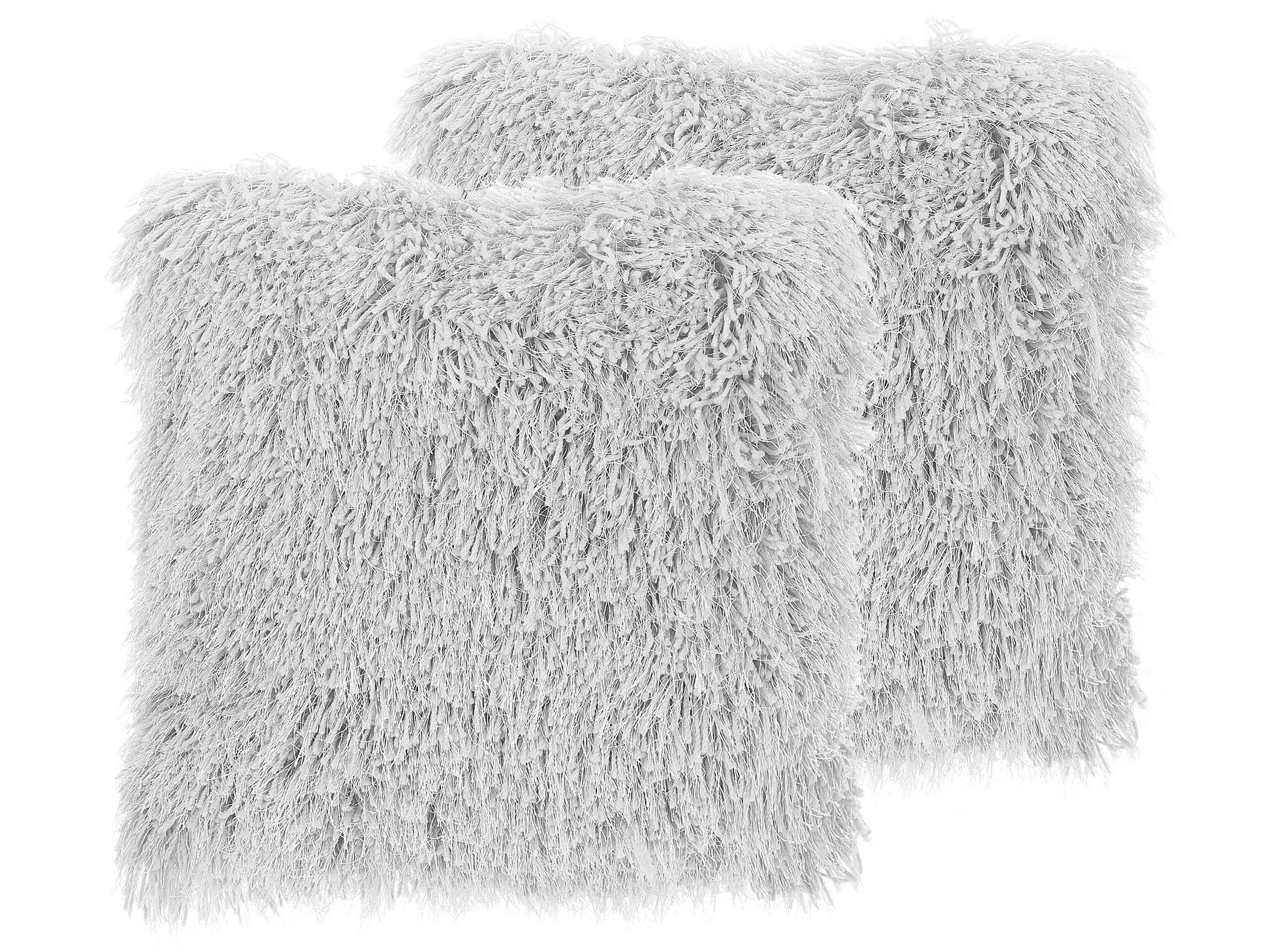 Set of 2 Shaggy Cushions 45x45cm Grey