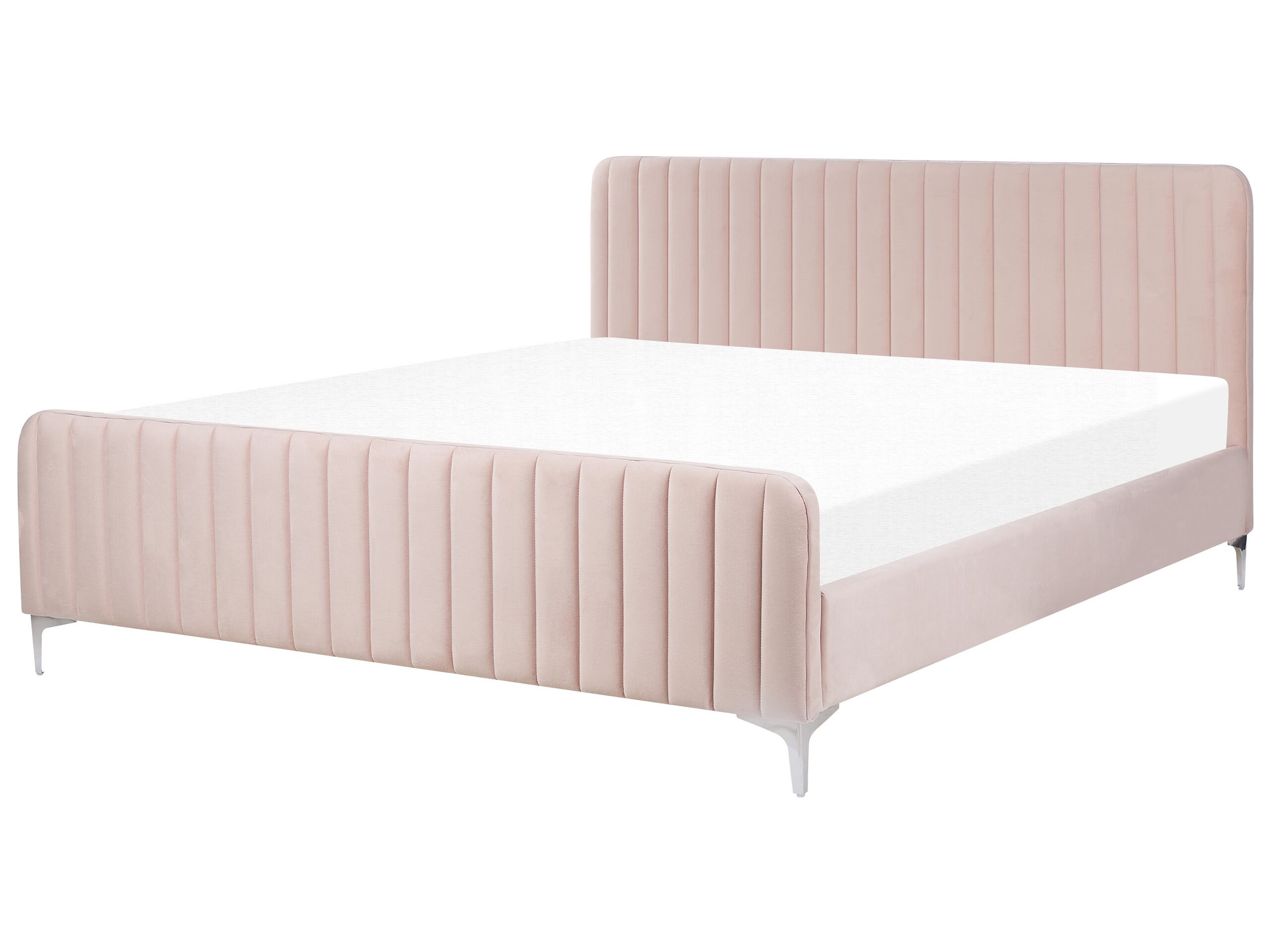 Velvet EU Super King Size Bed Pastel Pink LUNAN