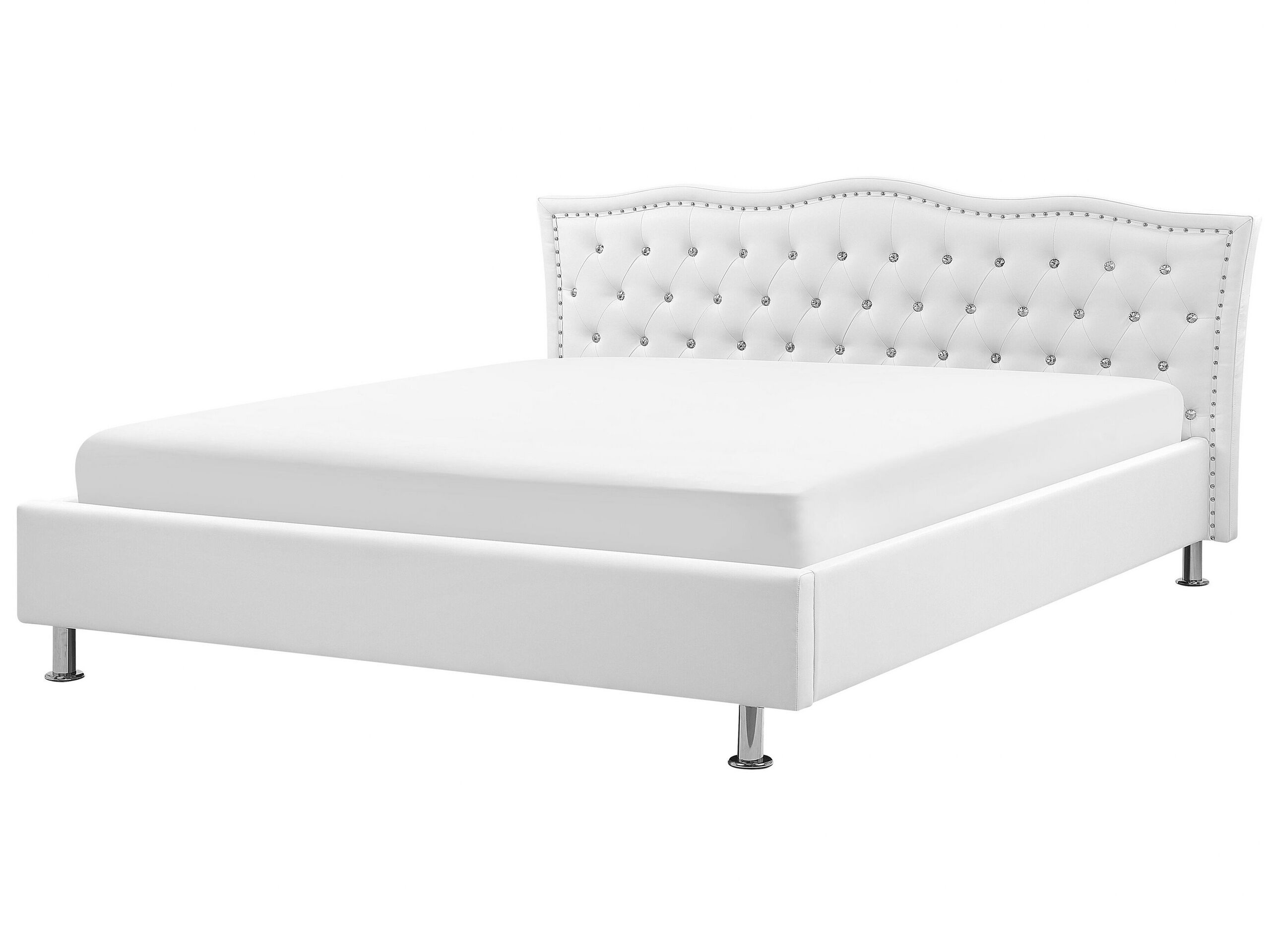 Faux Leather EU Super King Bed White METZ