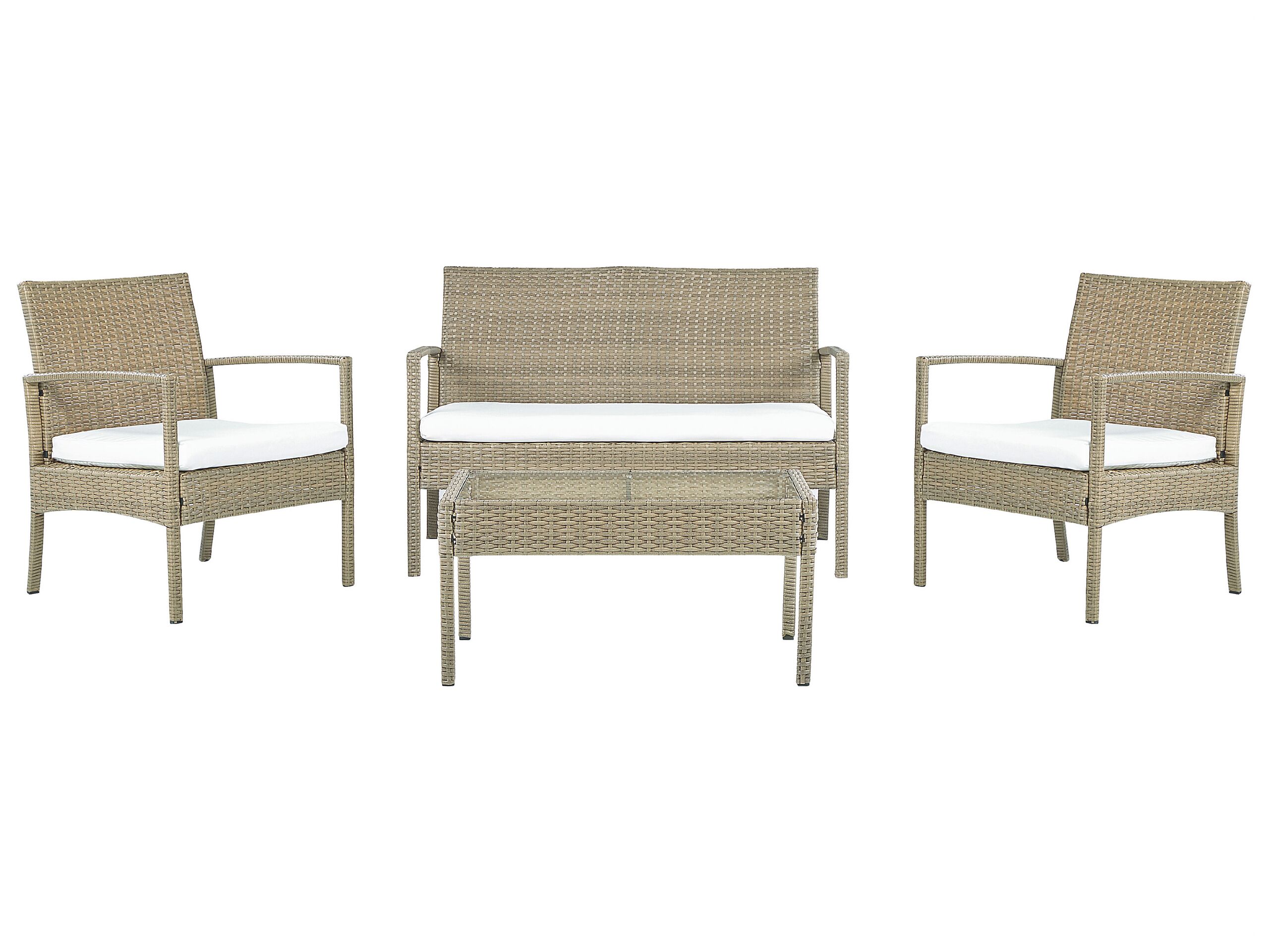 4 Seater PE Rattan Garden Sofa Set Light Brown MARSALA