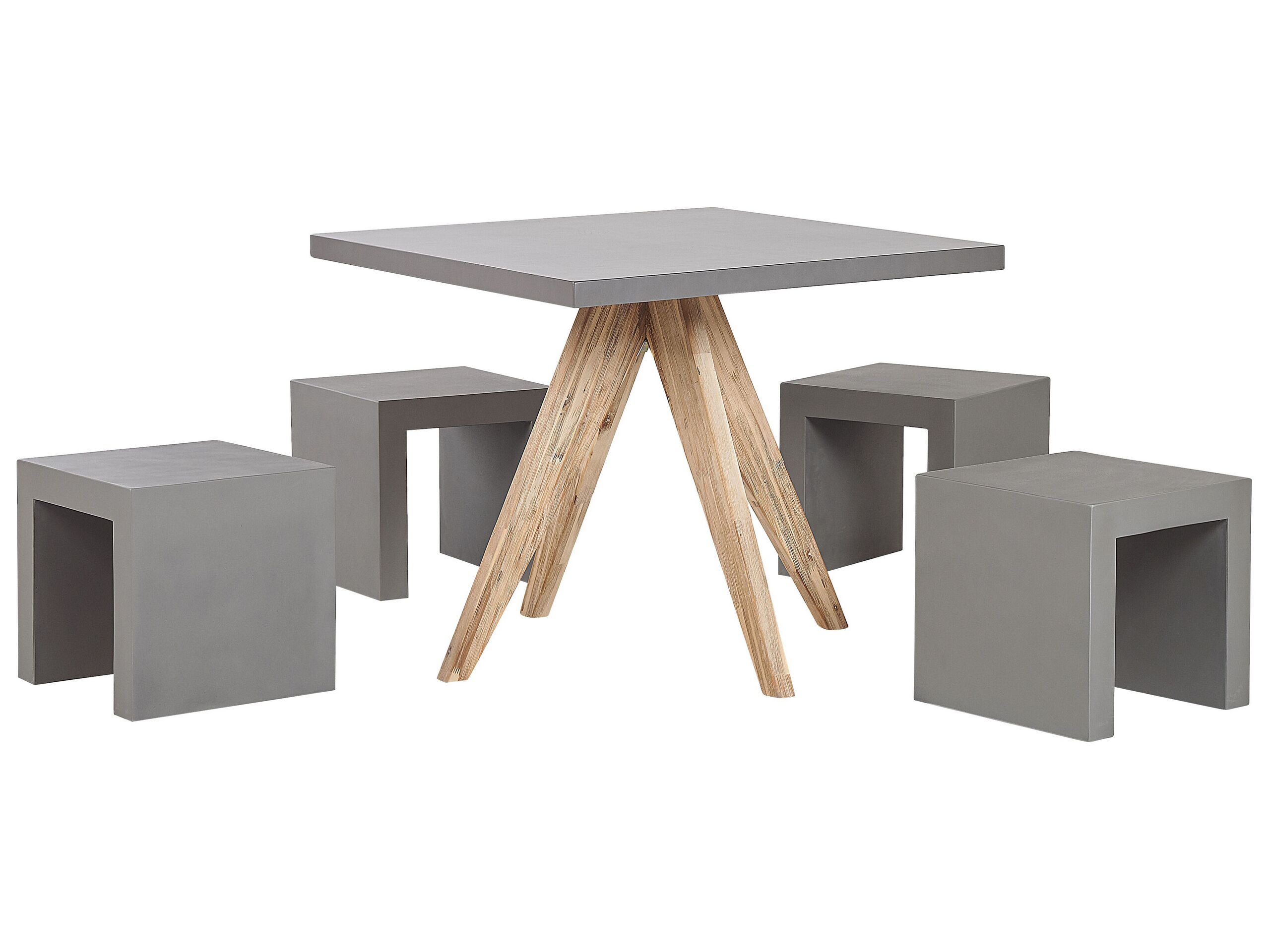 4 Seater Concrete Garden Dining Set Square Table Grey OLBIA/TARANTO