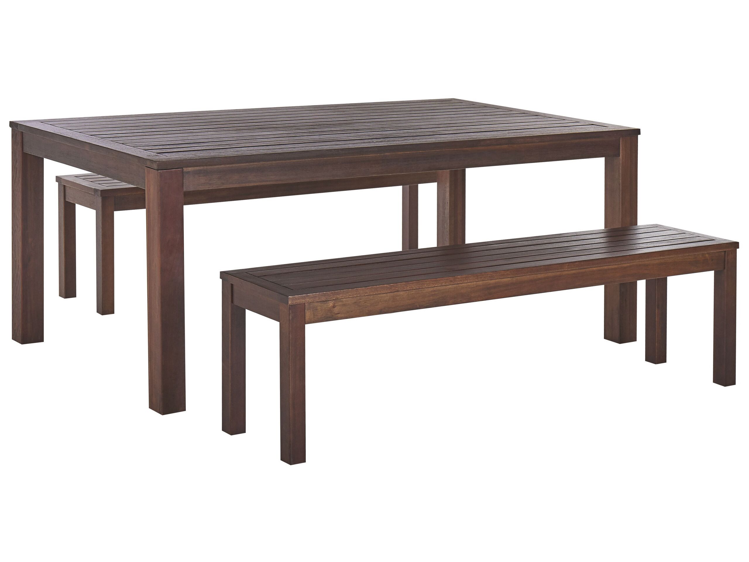 6 Seater Eucalyptus Garden Dining Set Table and Benches Natural TUSCANIA