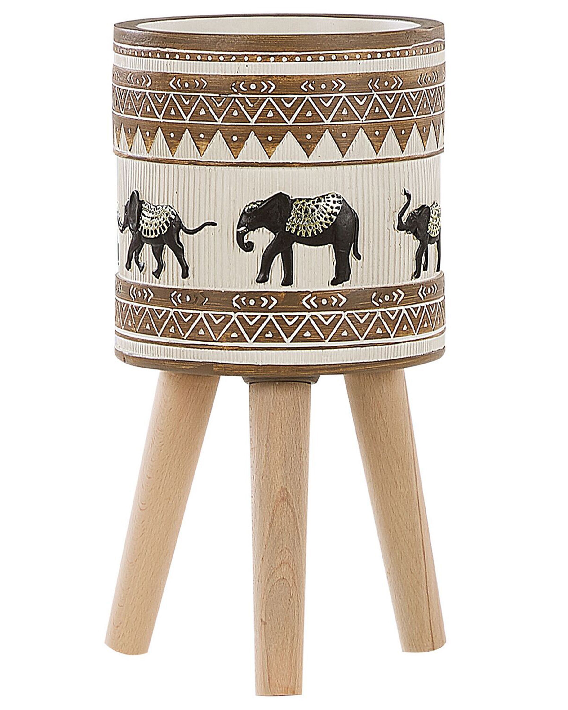 Plant Pot Stand 22 x 22 x 43 cm Beige and Brown KOTTES