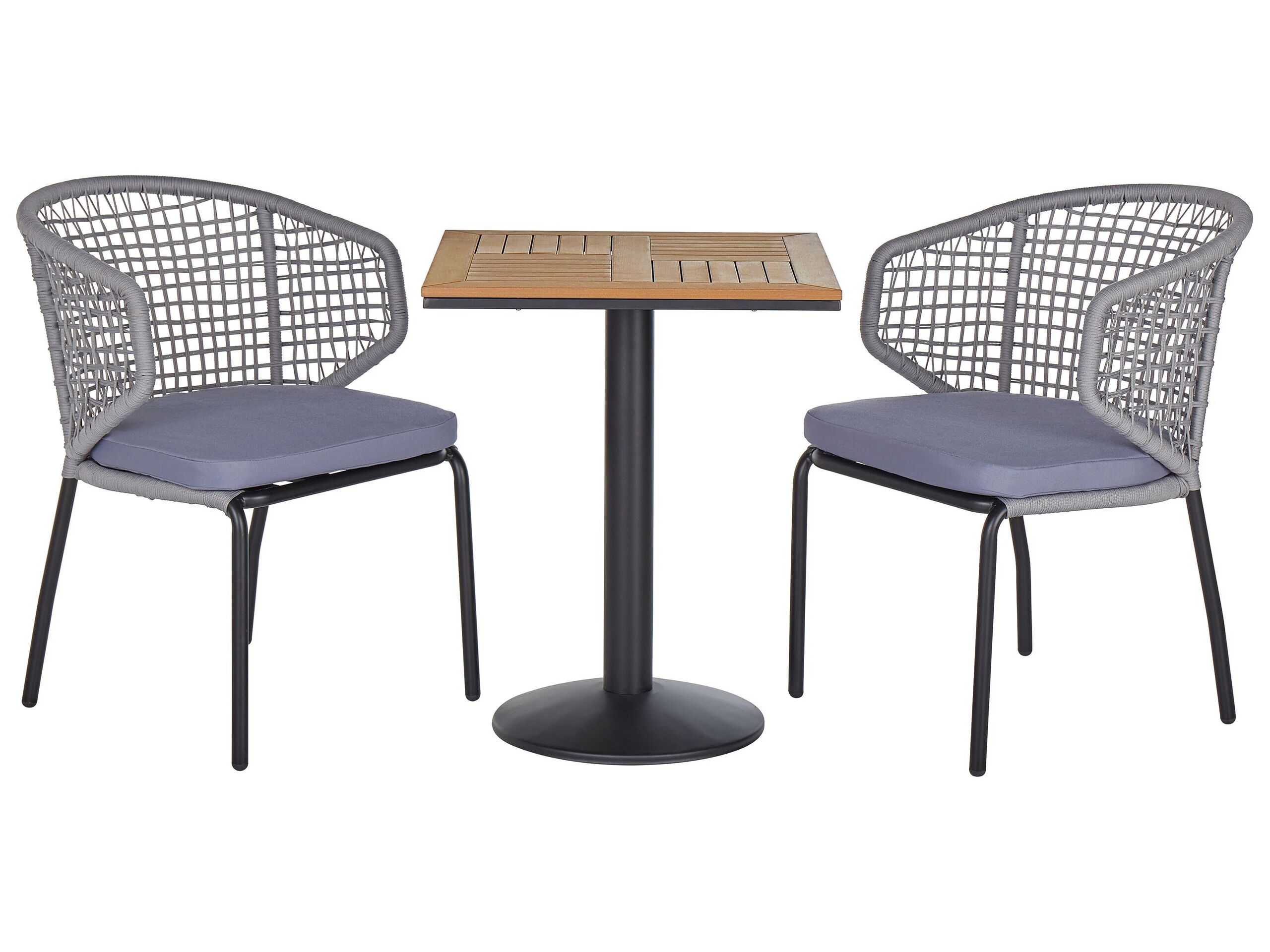 Metal Garden Bistro Set Grey PALMI