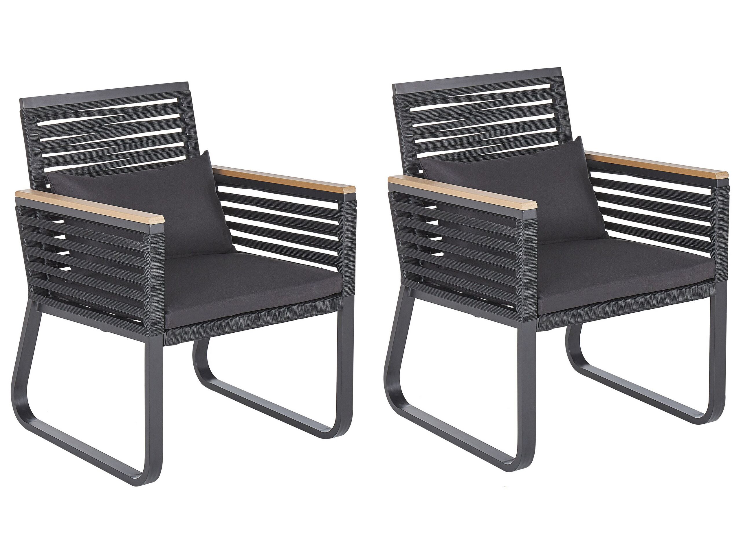Set of 2 Garden Chairs Black CANETTO