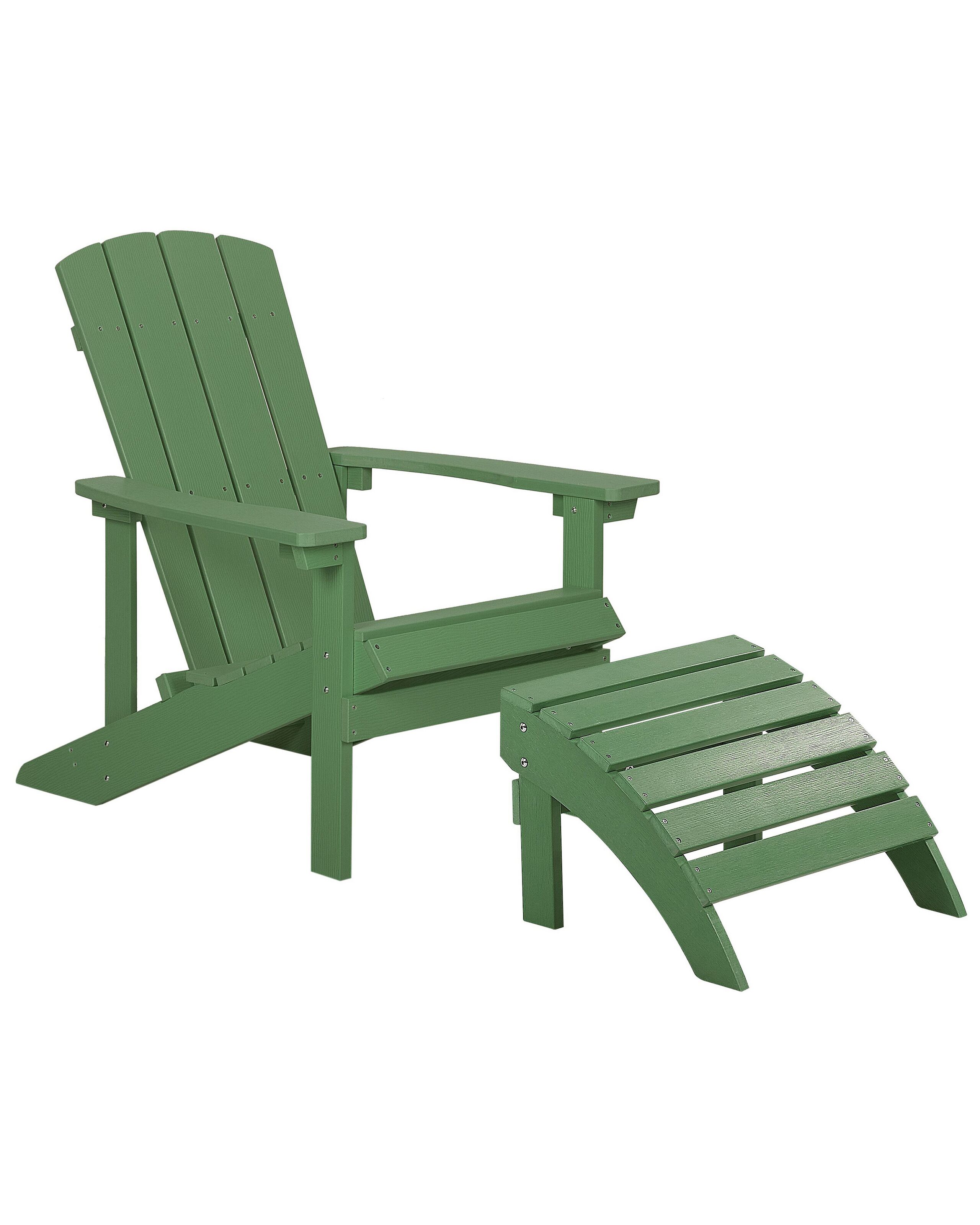 Garden Chair with Footstool Green ADIRONDACK