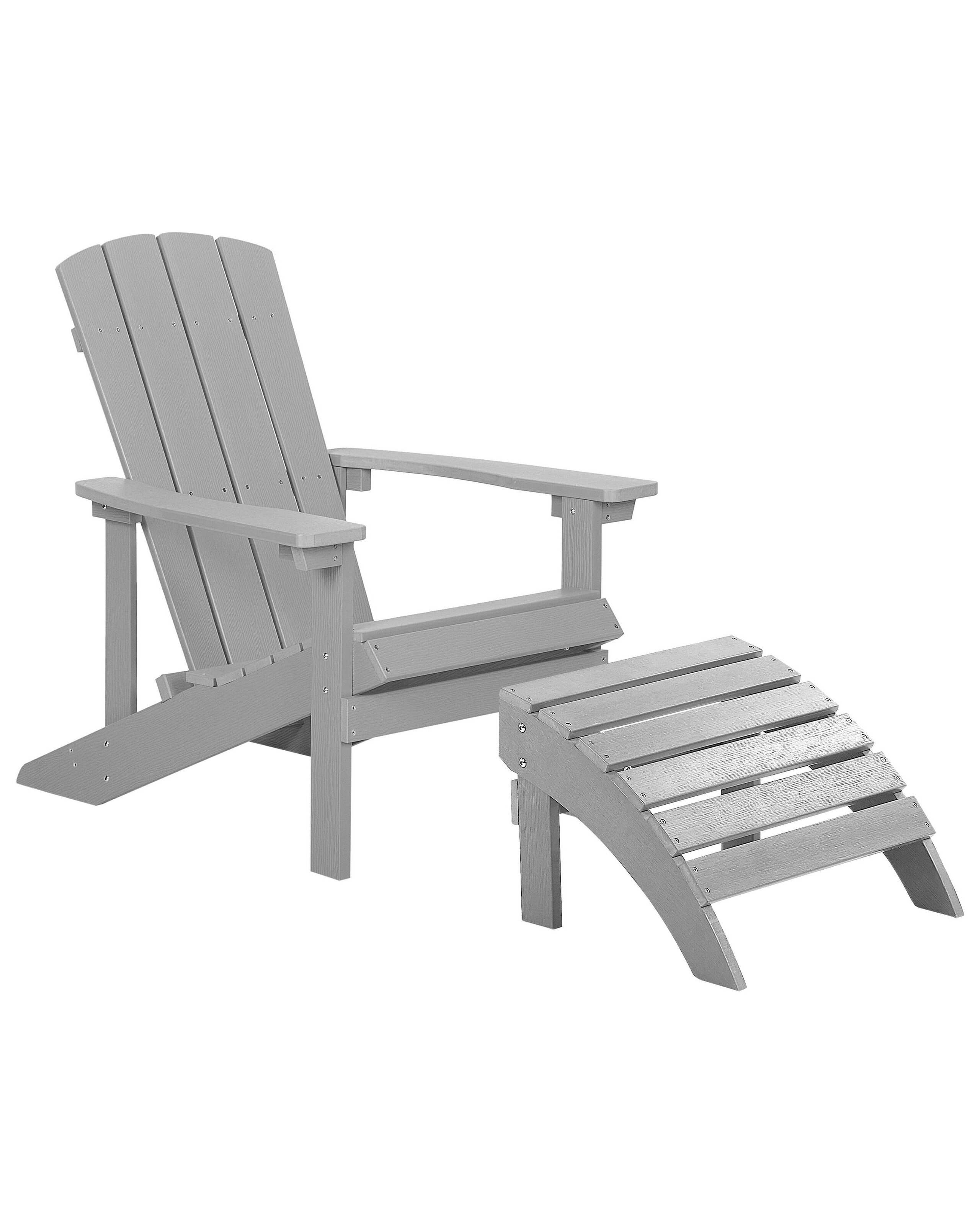 Garden Chair with Footstool Light Grey ADIRONDACK