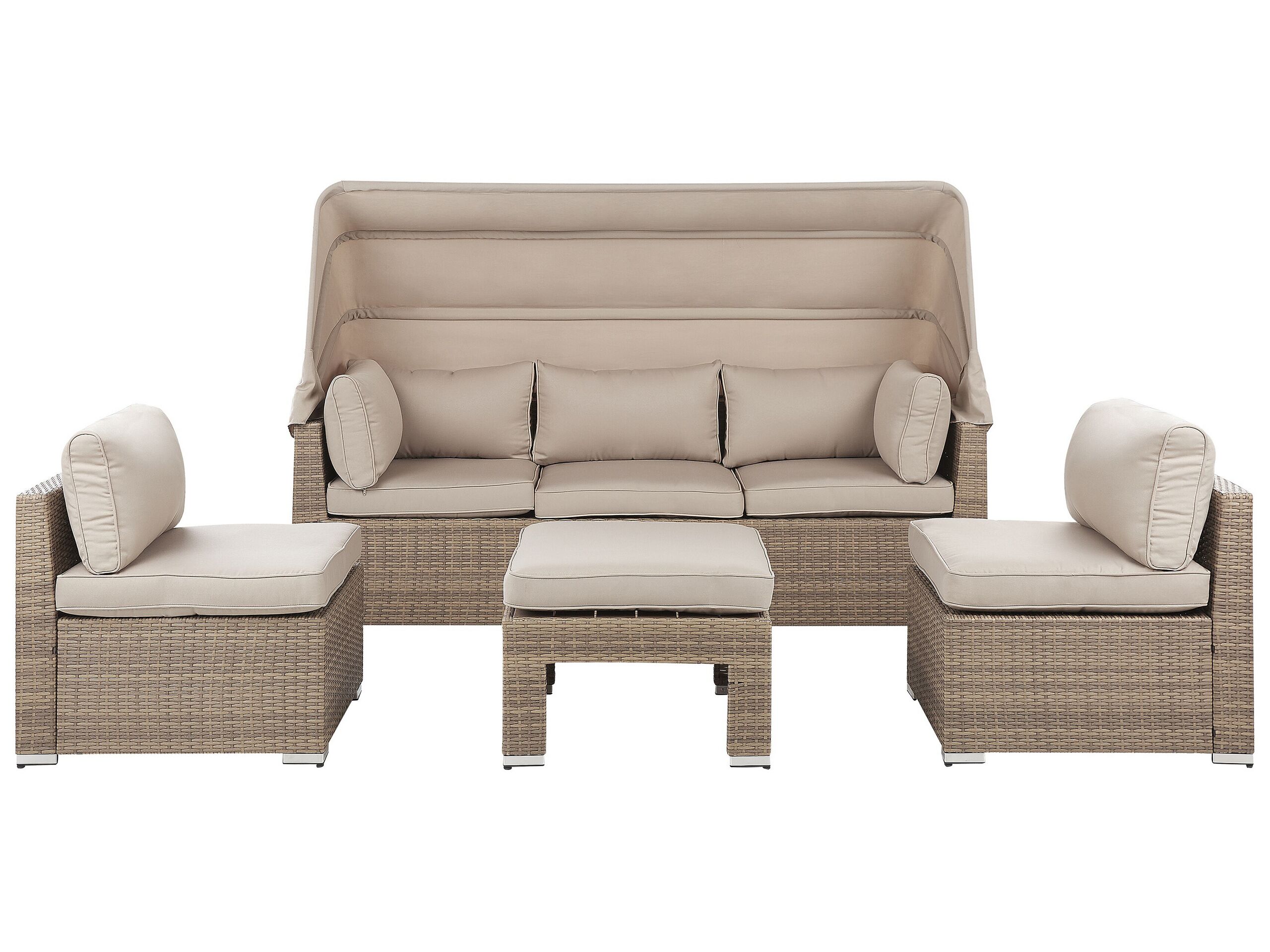 5 Seater PE Rattan Modular Garden Lounge Set Beige COCCOLIA