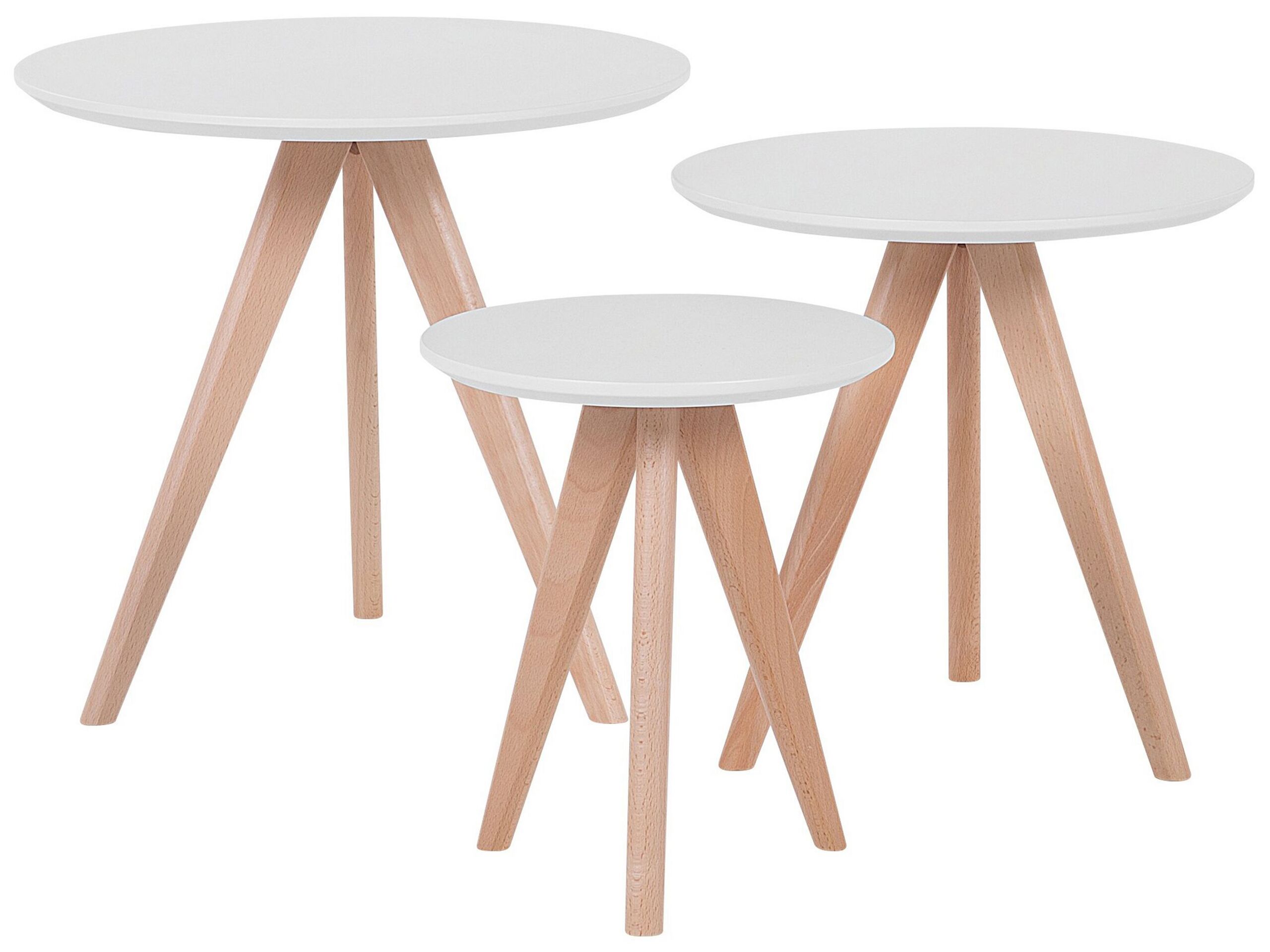 Set of 3 Coffee Tables White VEGAS