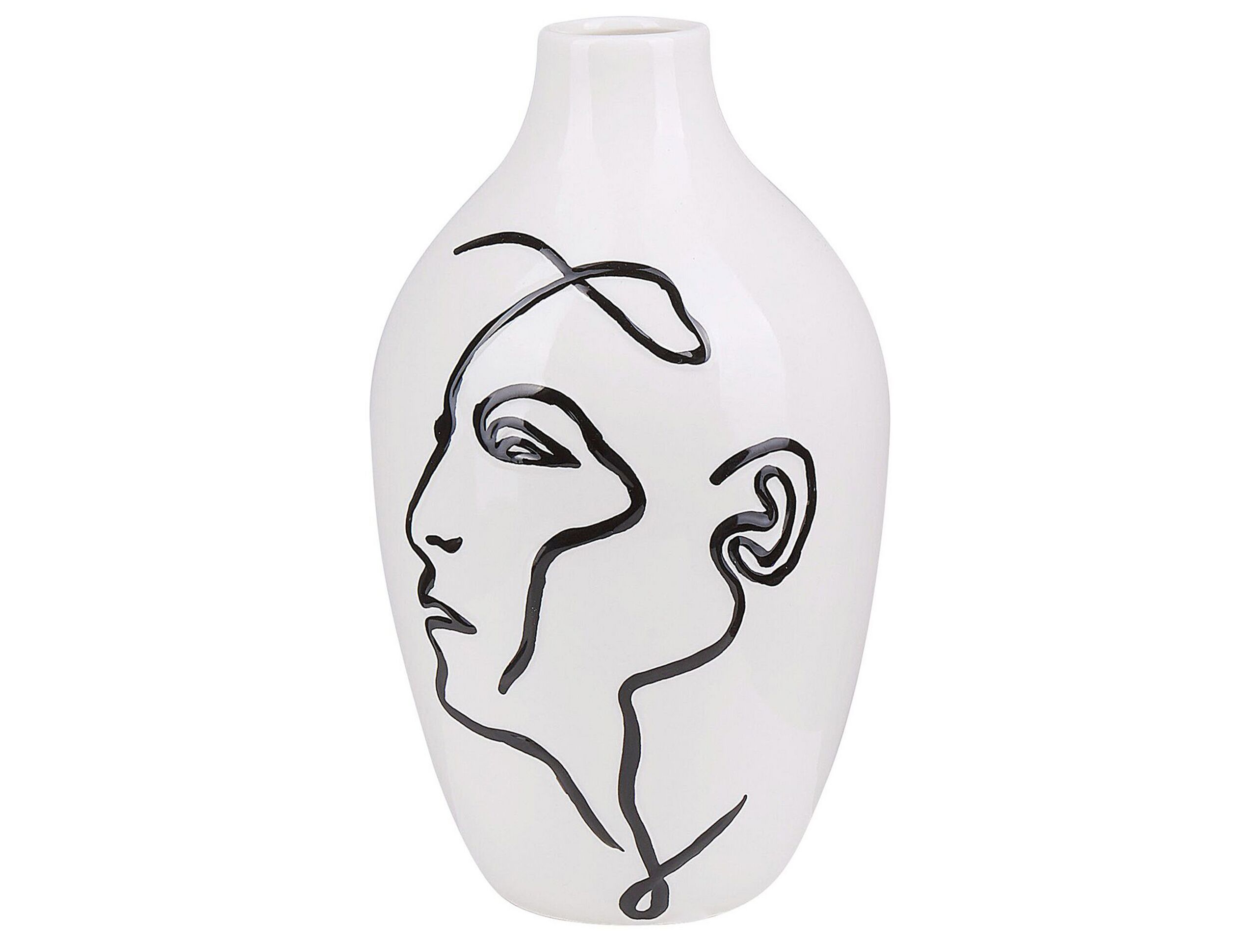 Stoneware Flower Vase 23 White Black