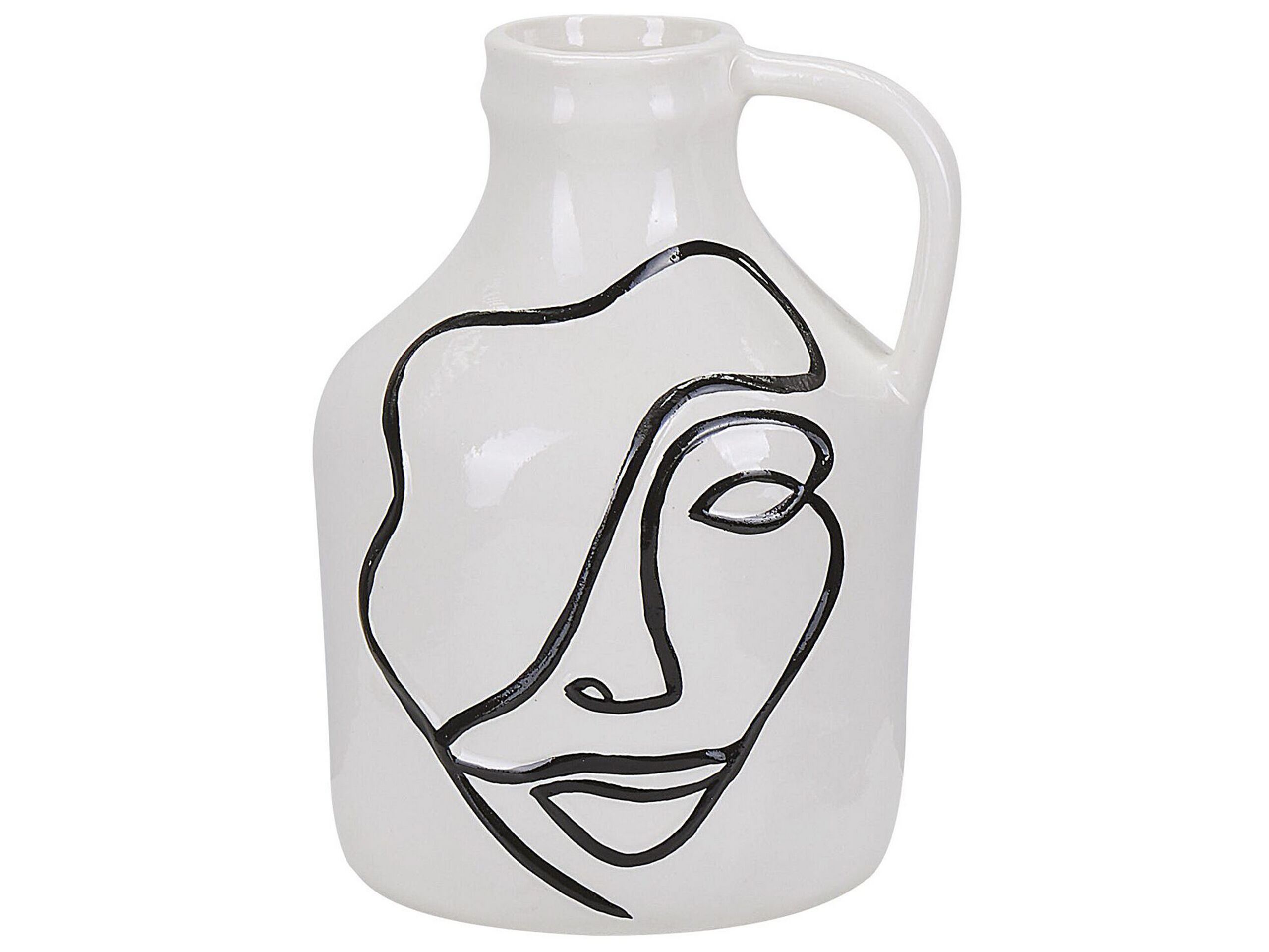 Stoneware Flower Vase 19 White Black