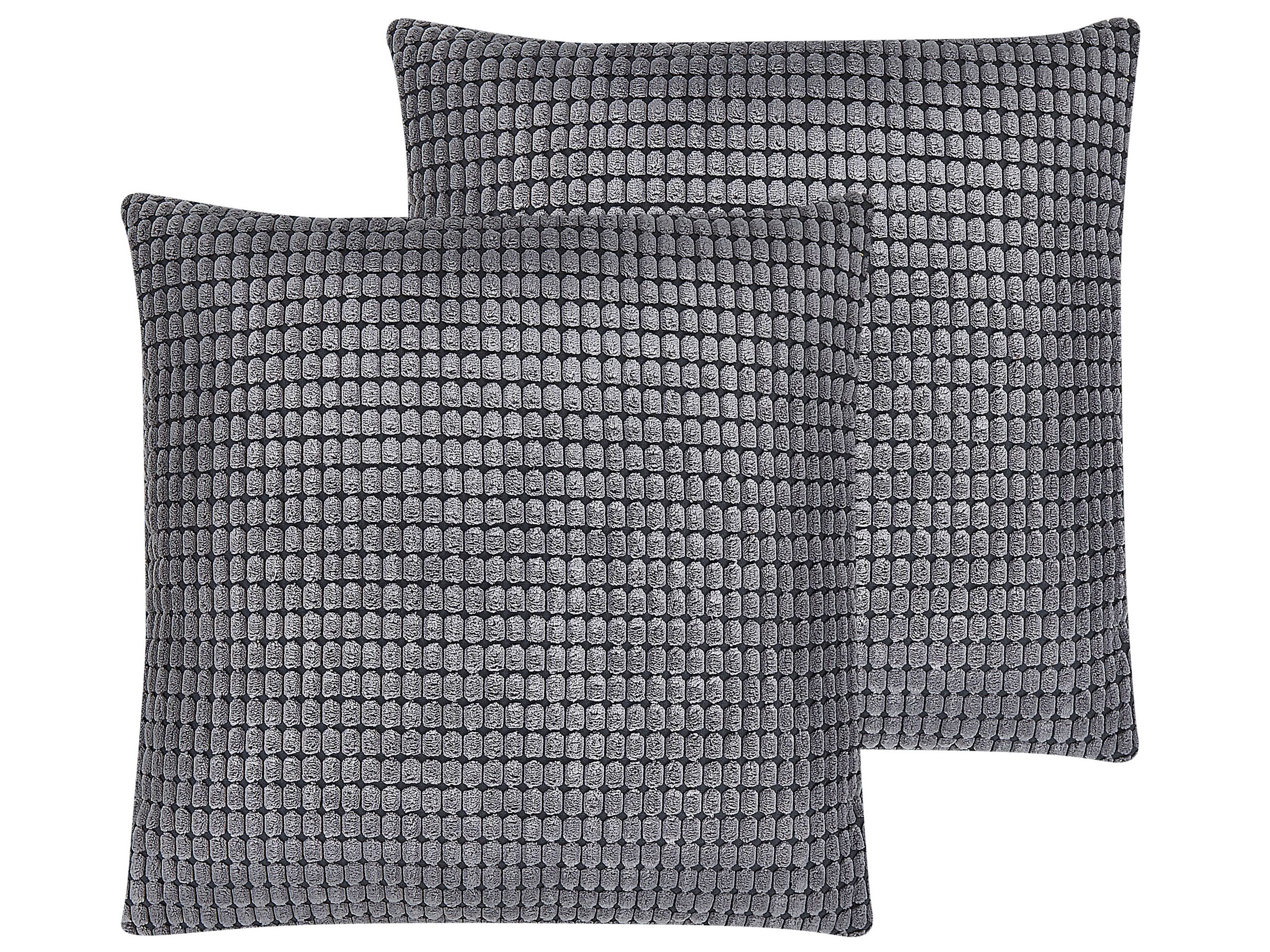 Set of 2 Velvet Cushions Geometric Pattern 45x45cm Grey