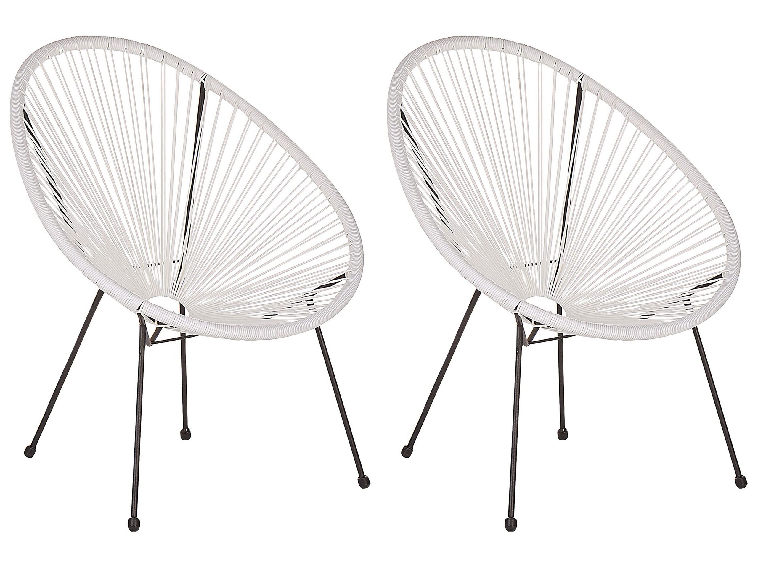 Set of 2 PE Rattan Accent Chairs White ACAPULCO II