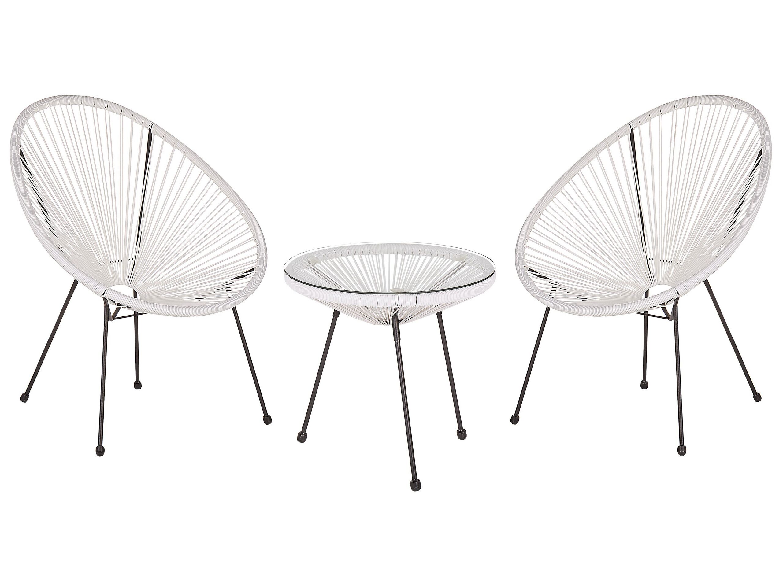 PE Rattan Bistro Set White ACAPULCO II
