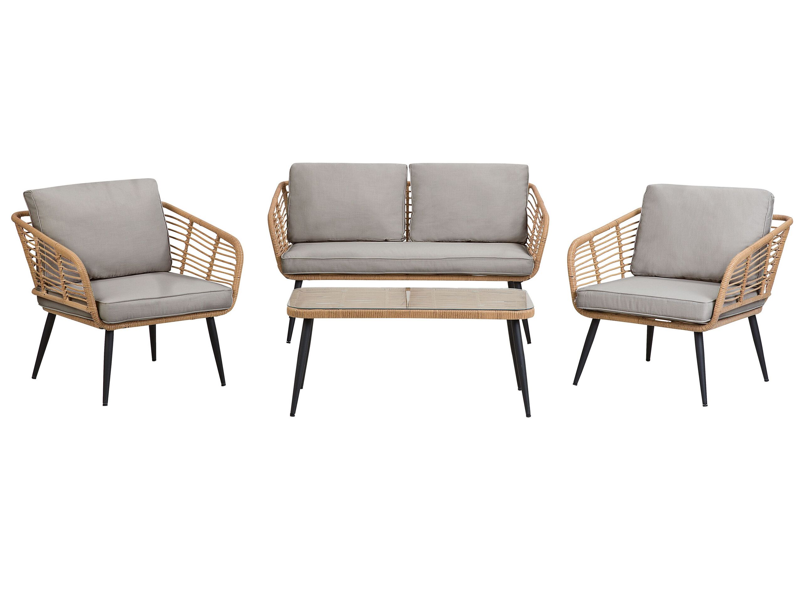 4 Seater PE Rattan Garden Sofa Set Natural CORINTH II