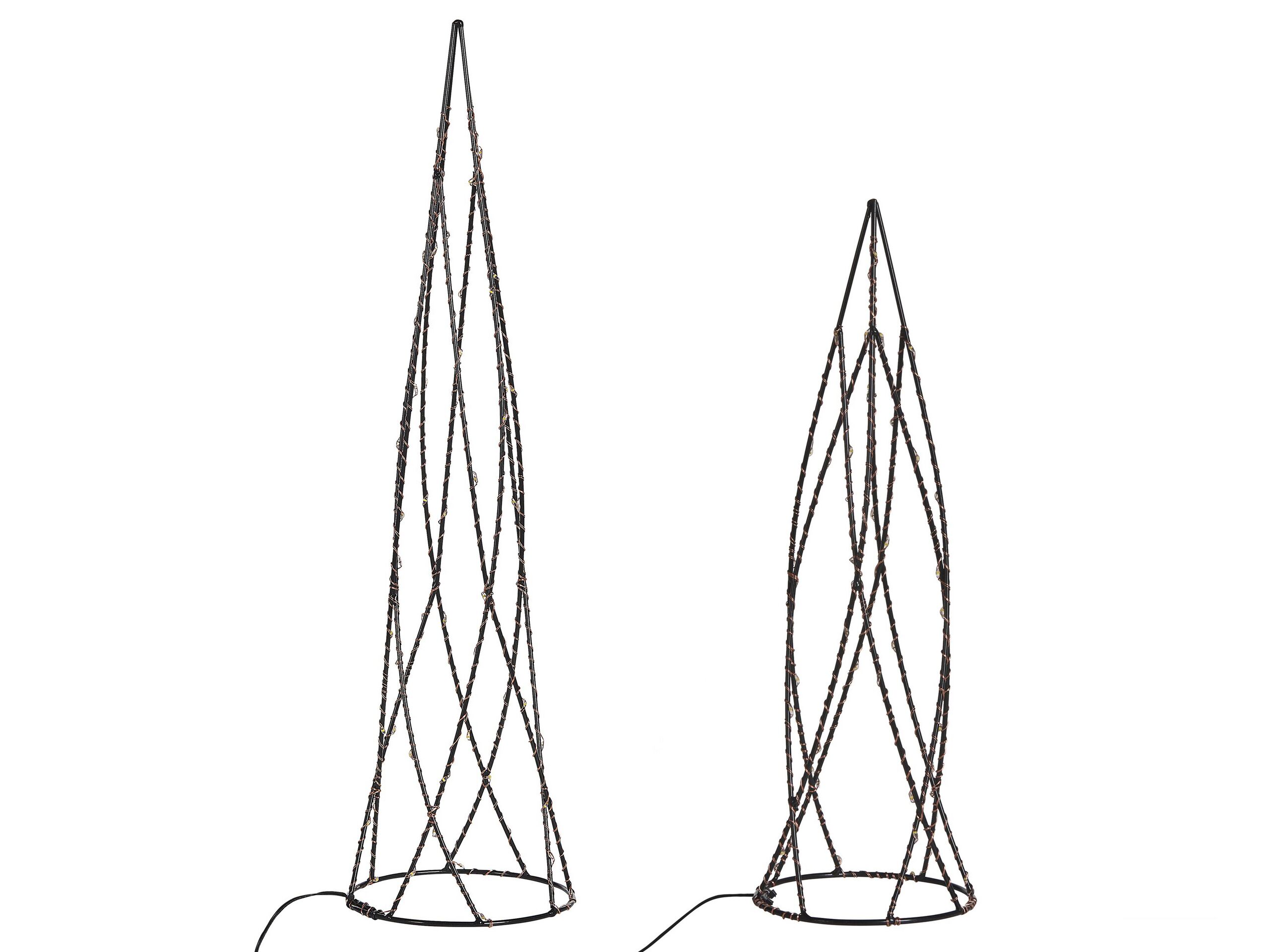 Set of 2 LED Decorative Figurines Christmas Tree Black NEIDEN