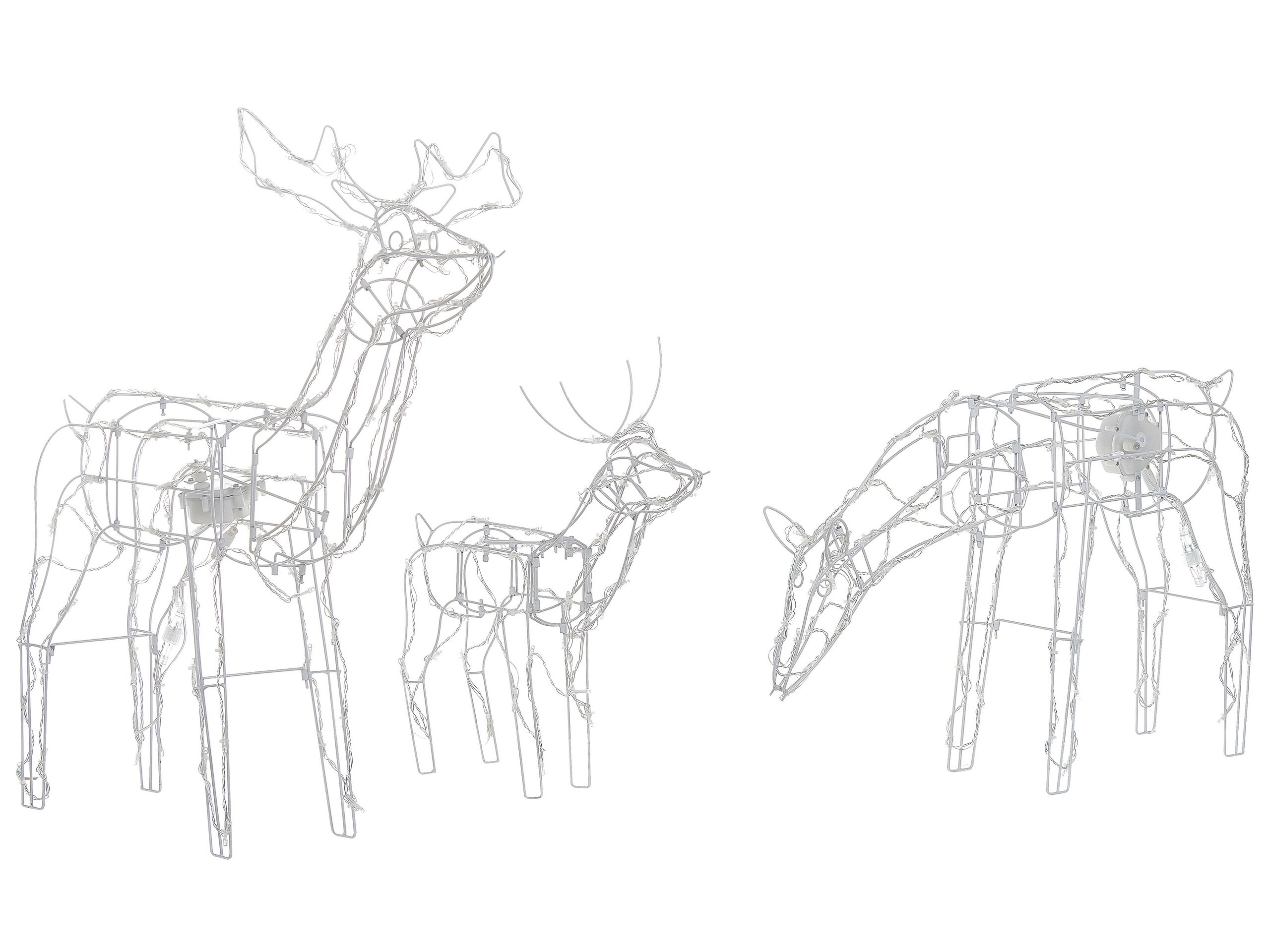 Set of 3 Outdoor LED Decorations Animated Reindeer 76 cm White MIKKELI