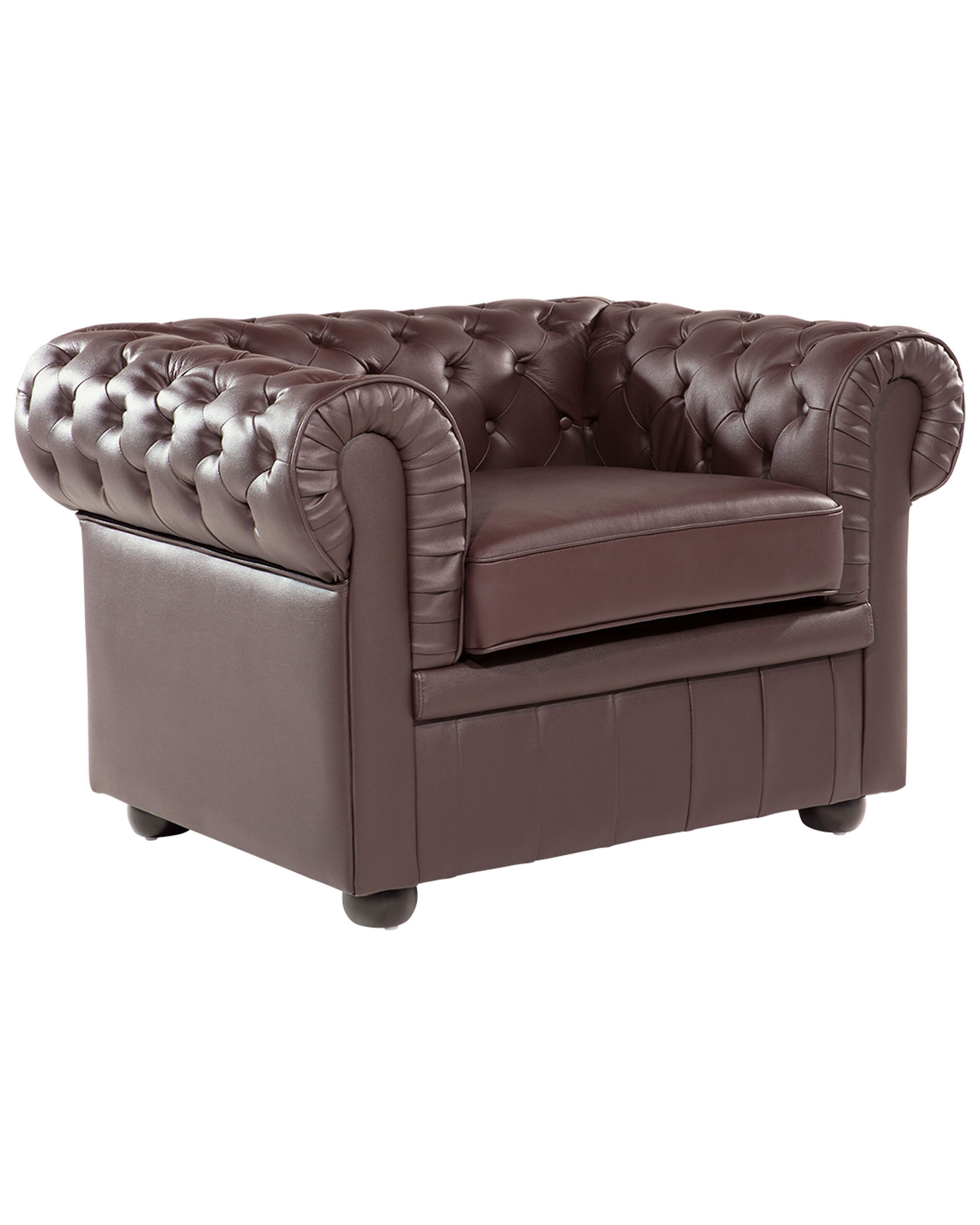 Leather Armchair Brown CHESTERFIELD