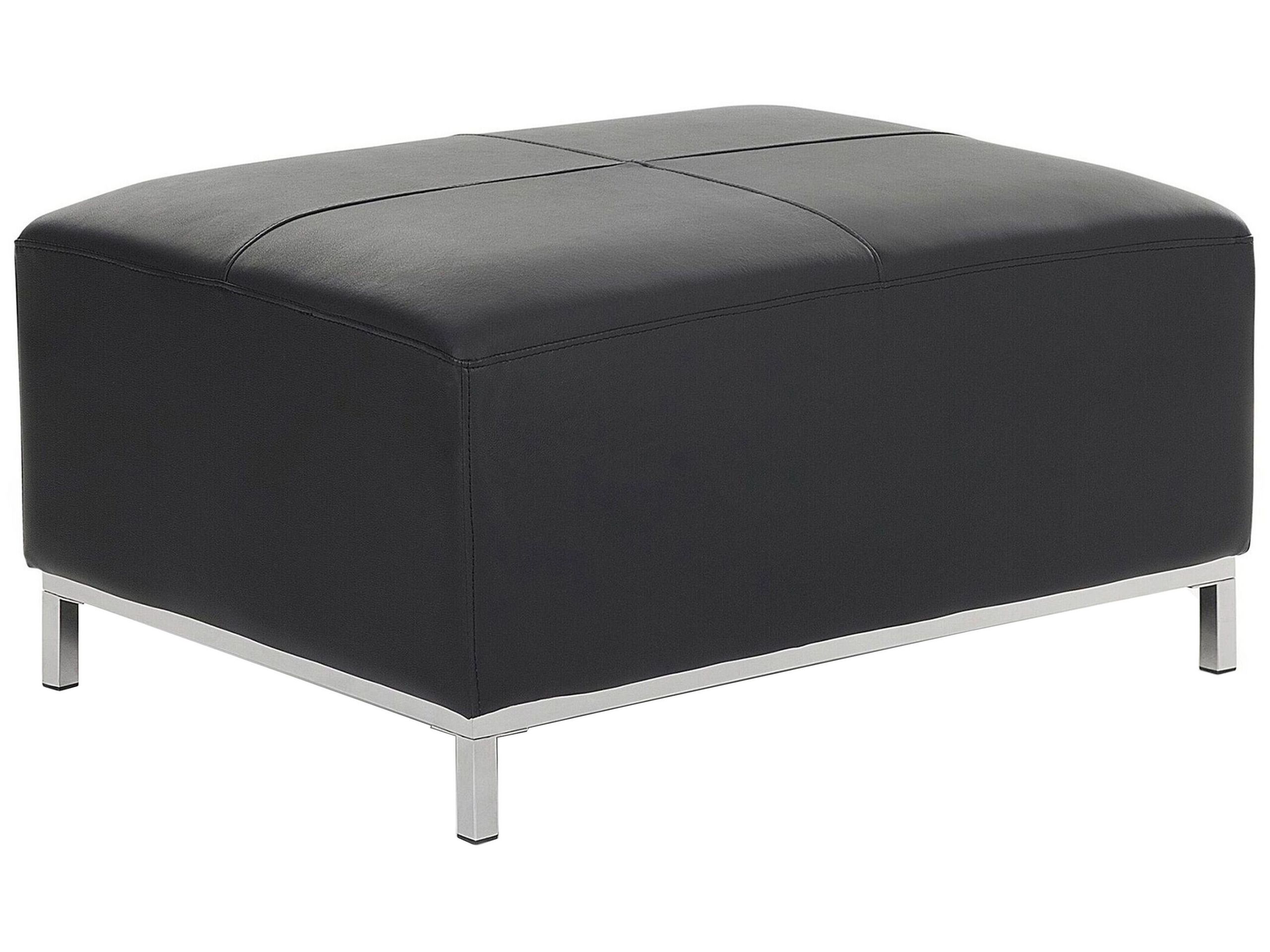 Leather Ottoman Black OSLO