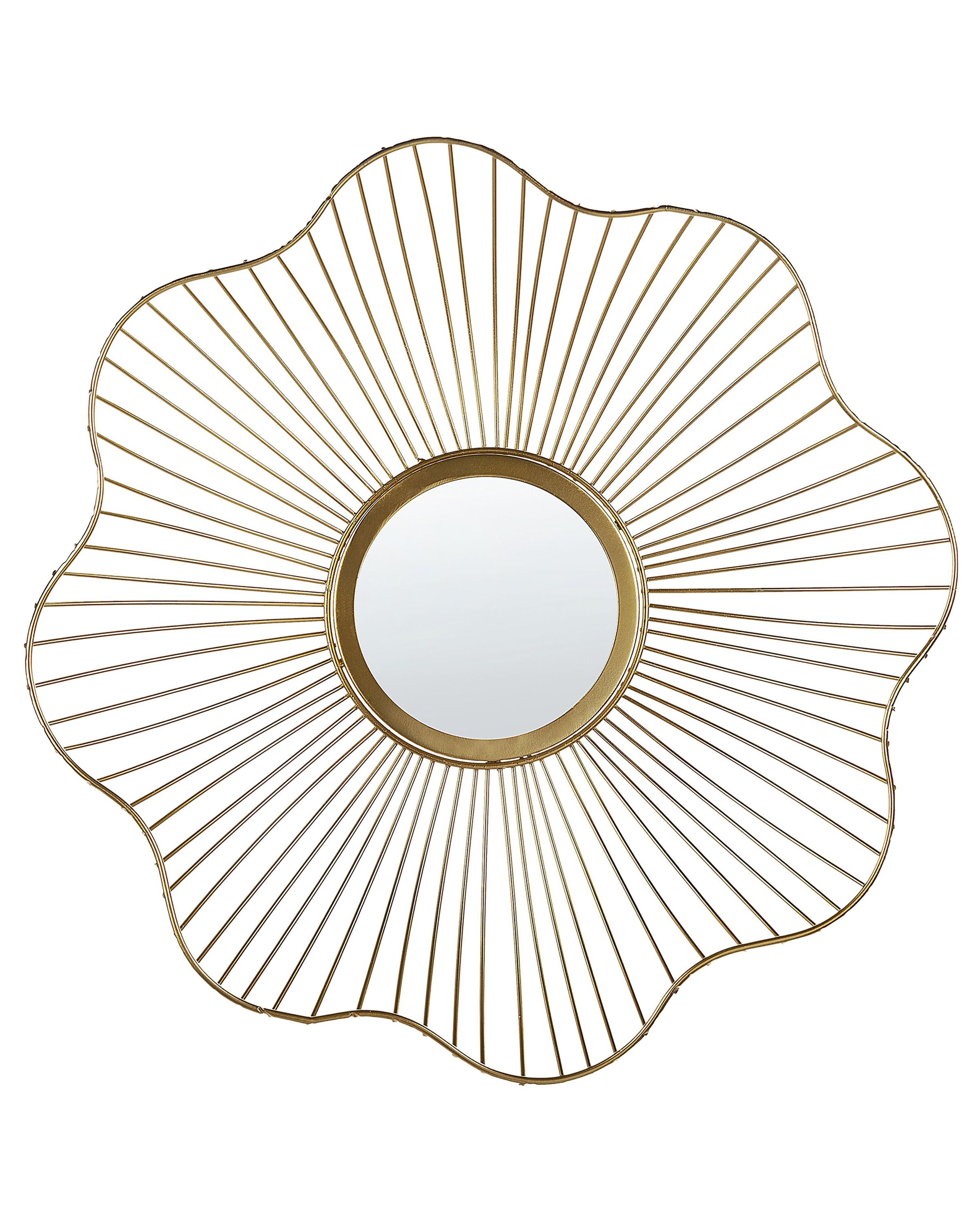 Flower Metal Wall Mirror 40cm Gold