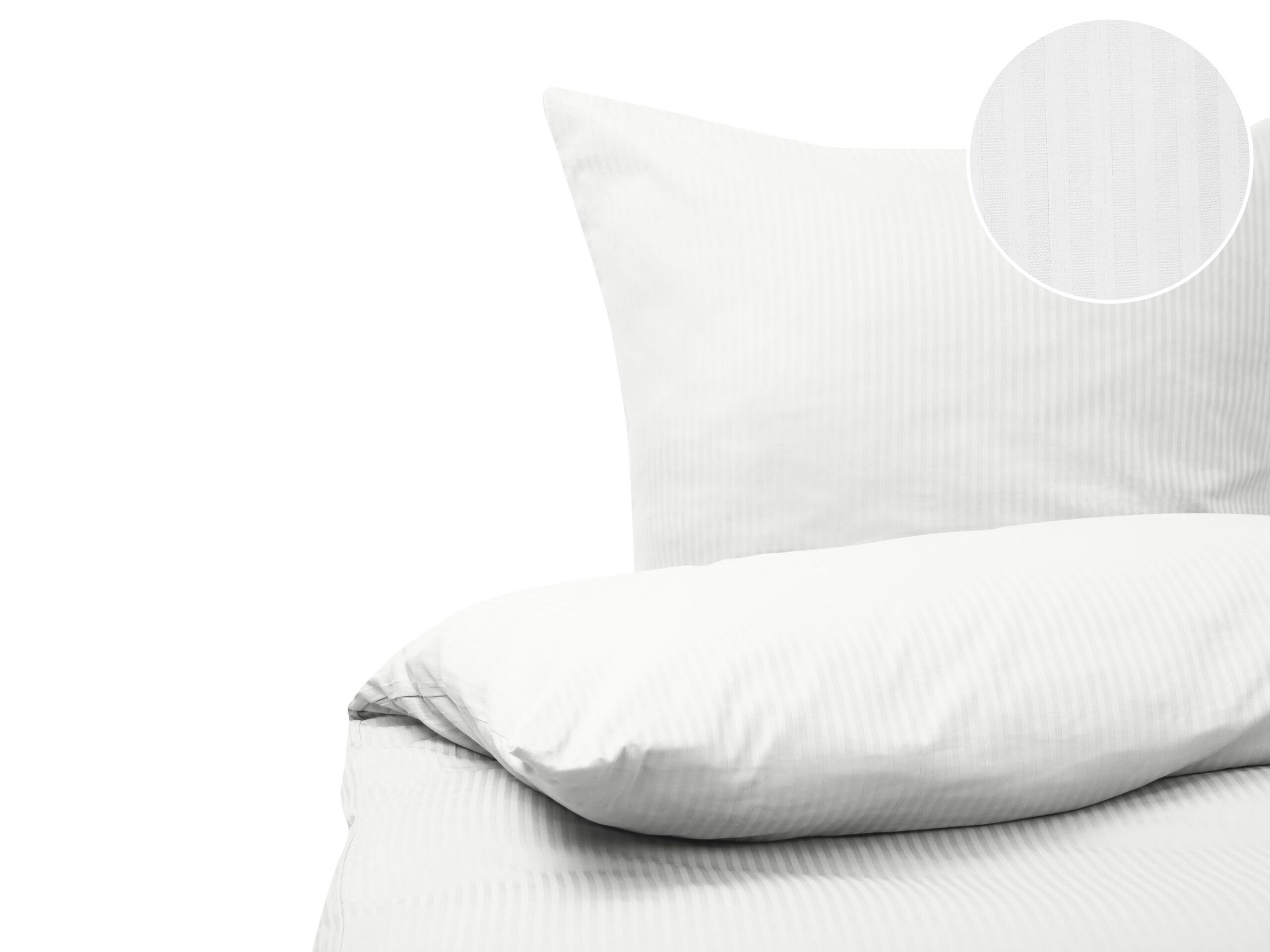 Cotton Sateen Duvet Cover Set Striped Pattern 155 x 220 cm White AVONDALE