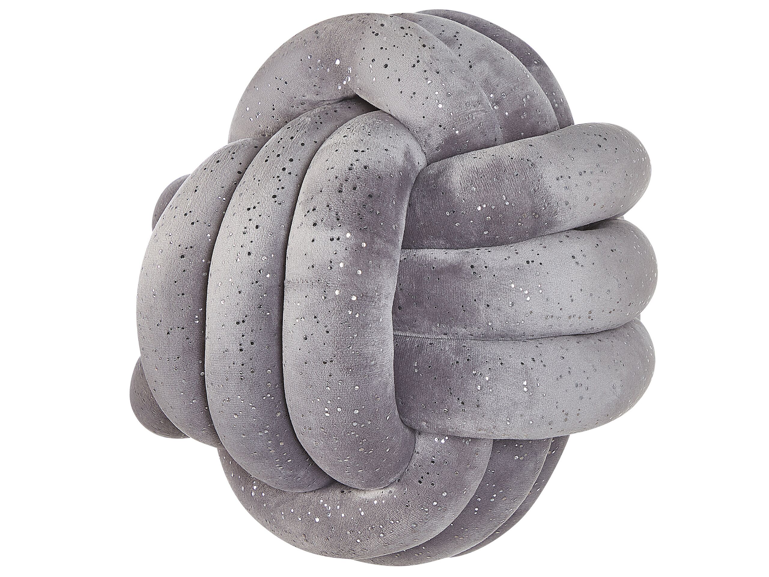 Velvet Knot Cushion with Glitter 30x30cm Grey