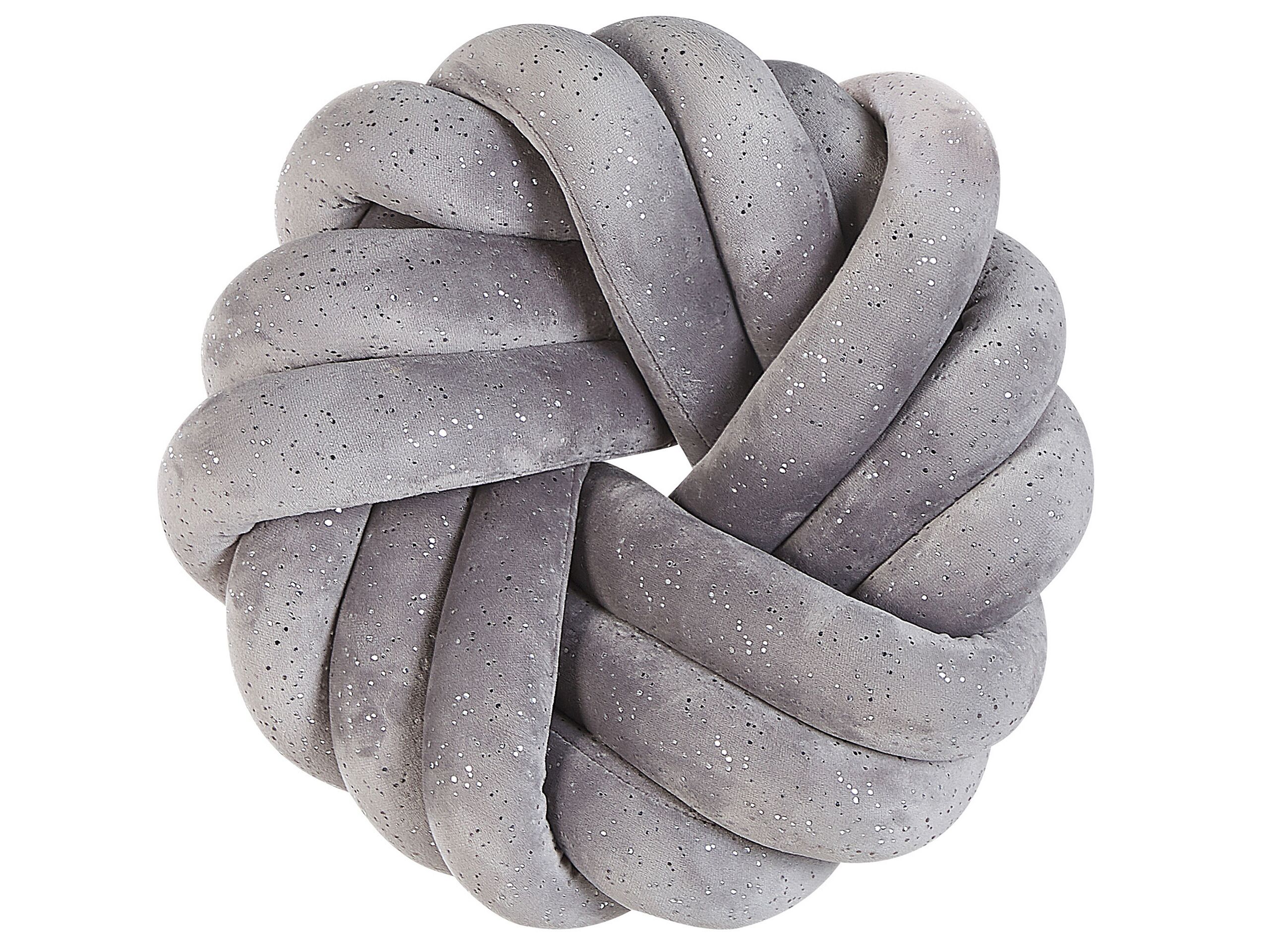 Velvet Knot Cushion with Glitter 30x30cm Grey