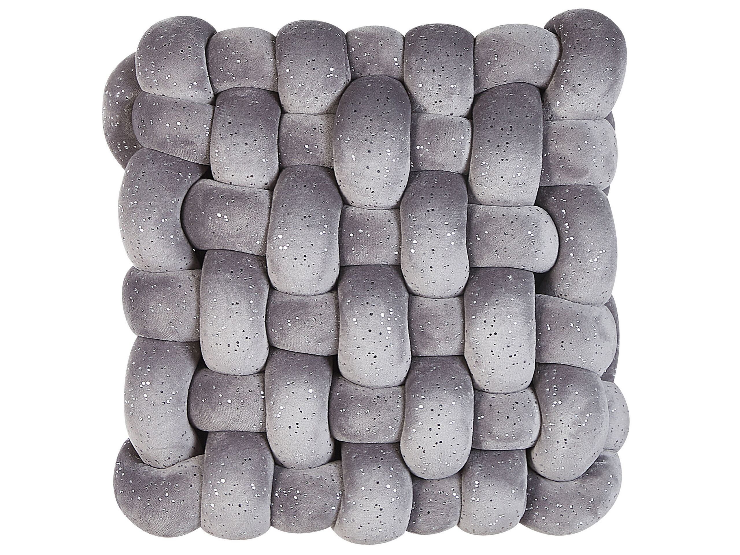 Velvet Knot Cushion with Glitter 30x30cm Grey