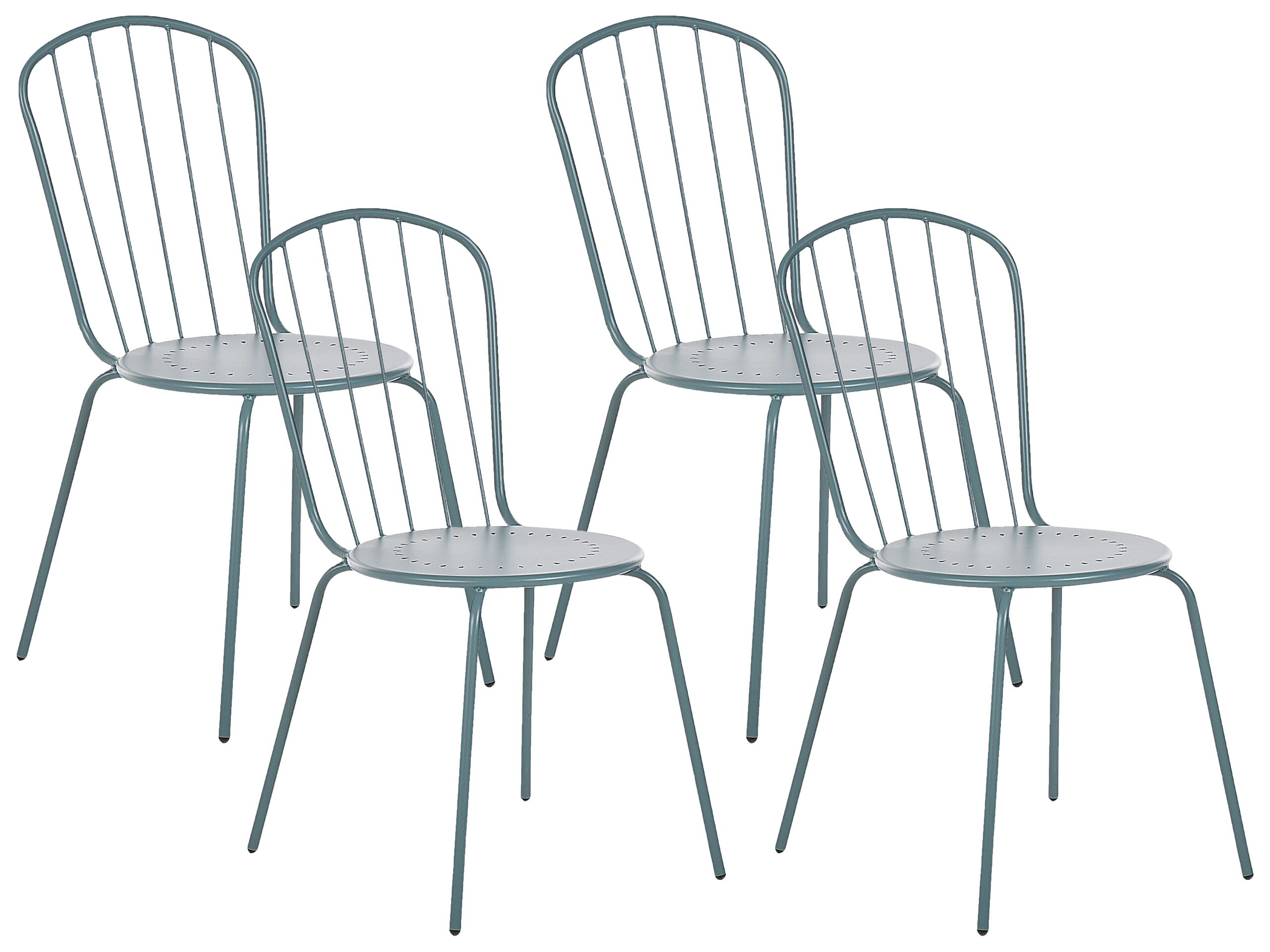 Set of 4 Metal Garden Chairs Light Blue CALVI