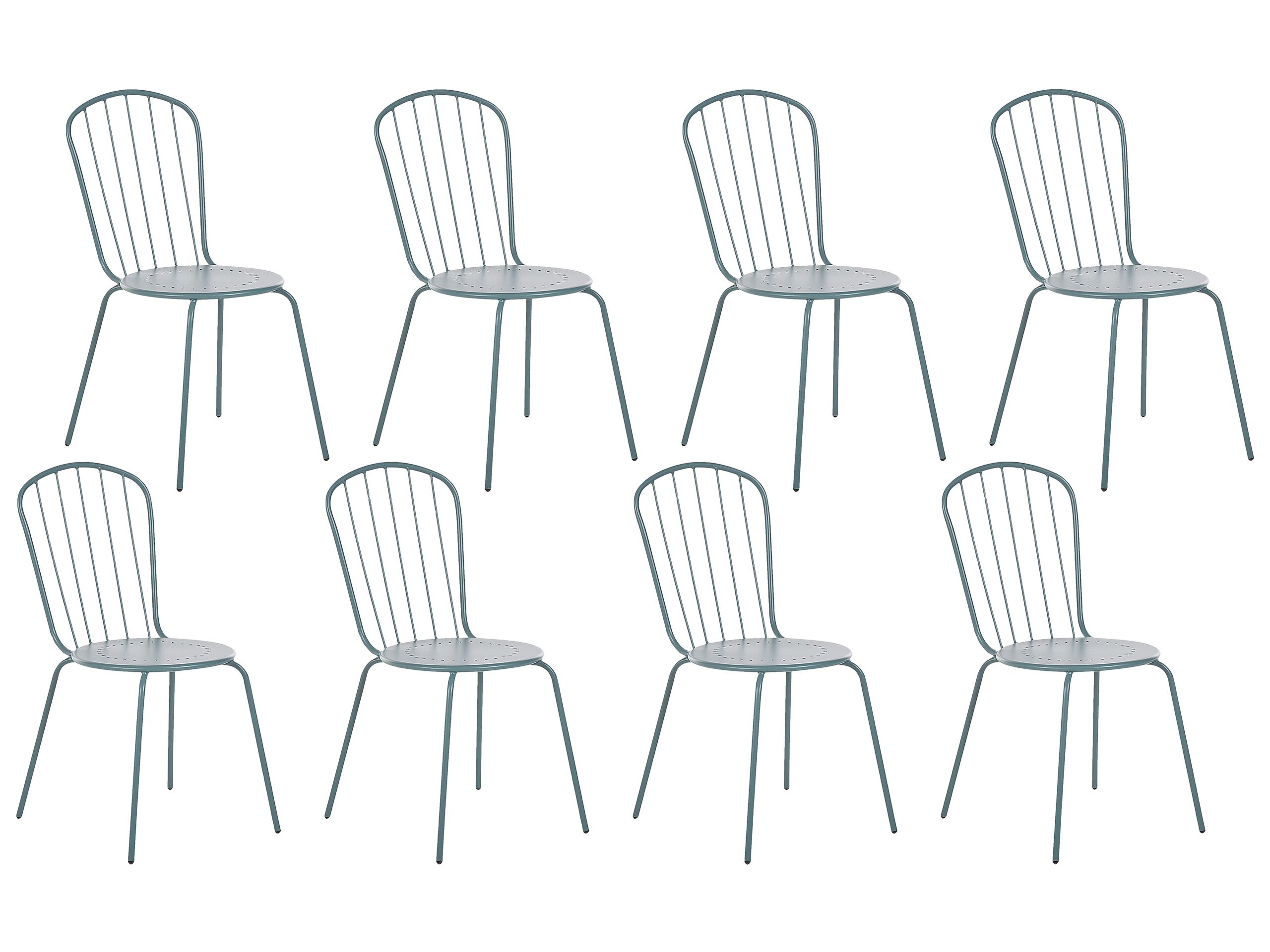 Set of 8 Metal Garden Chairs Light Blue CALVI